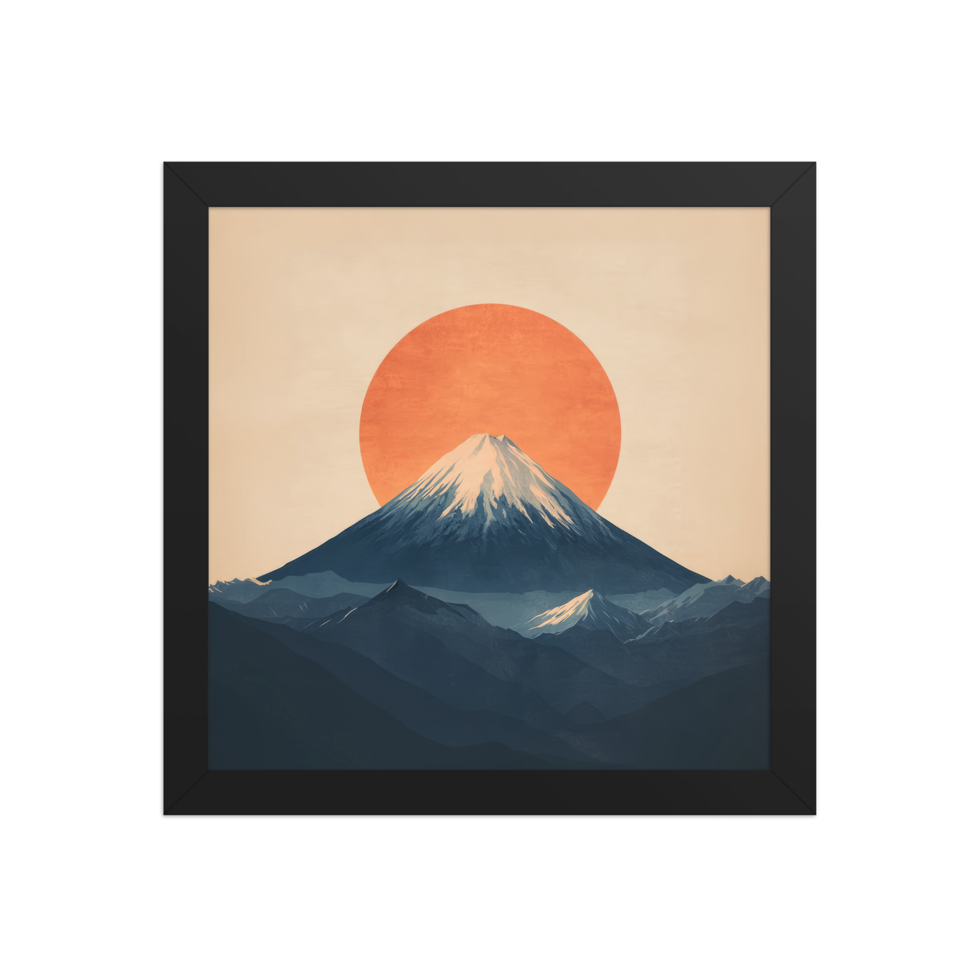Rising Sun Over Fuji — Minimal Mount Fuji Silhouette Wall Decor — Framed Poster - Image 2