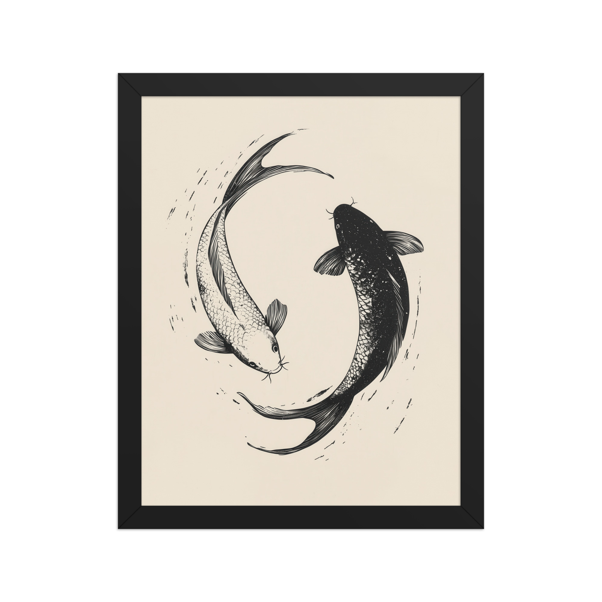 Yin and Yang Koi Flow — Minimal Ink Koi Art — Framed Poster - Image 3
