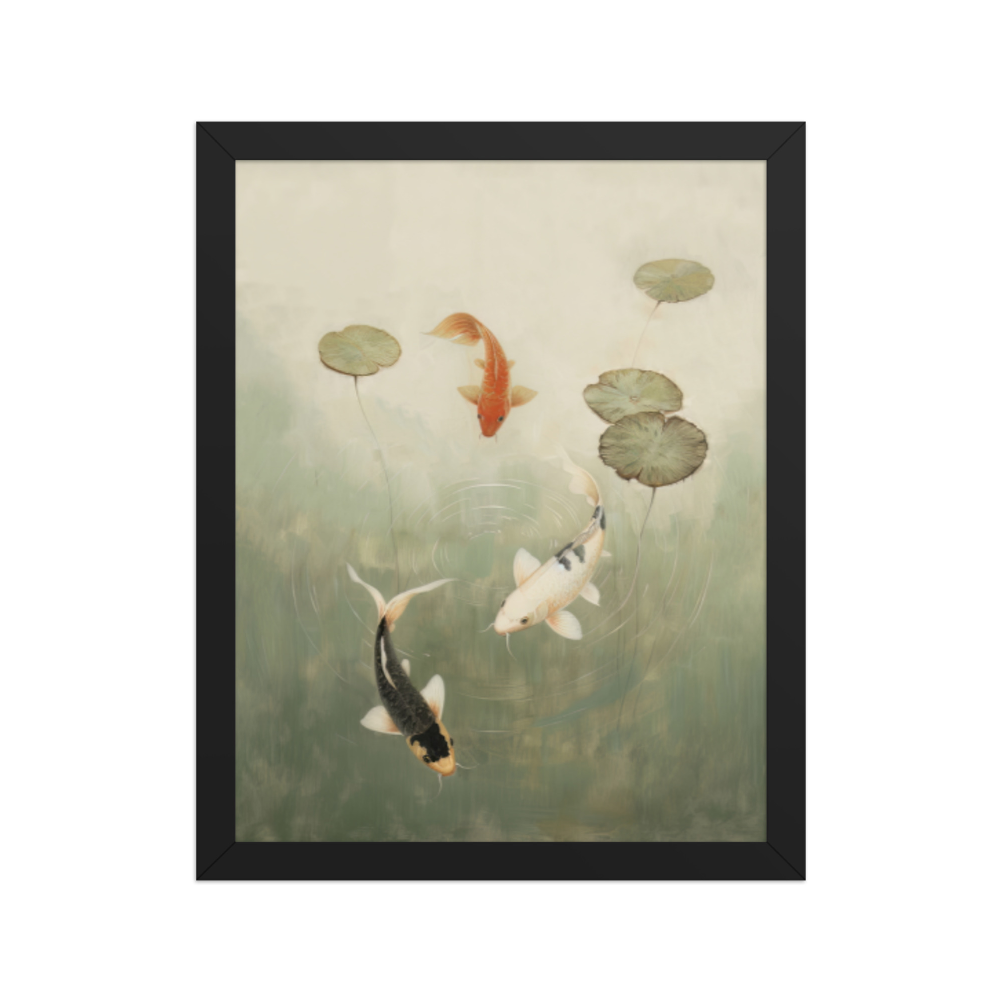 Koi Among Lilies — Tranquil Pond Art — Framed Poster - Image 3