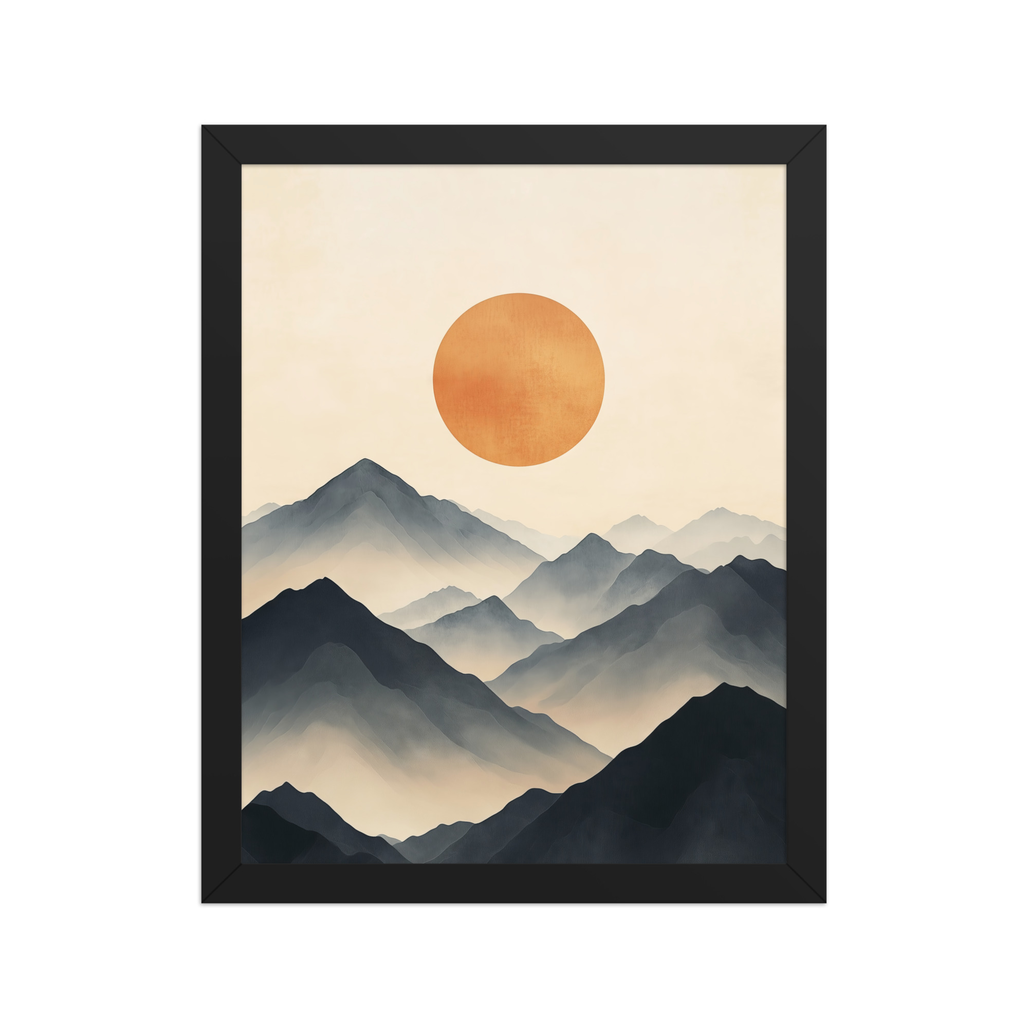 Layered Serenity — Neutral Misty Mountains Wall Decor — Framed Poster - Image 2
