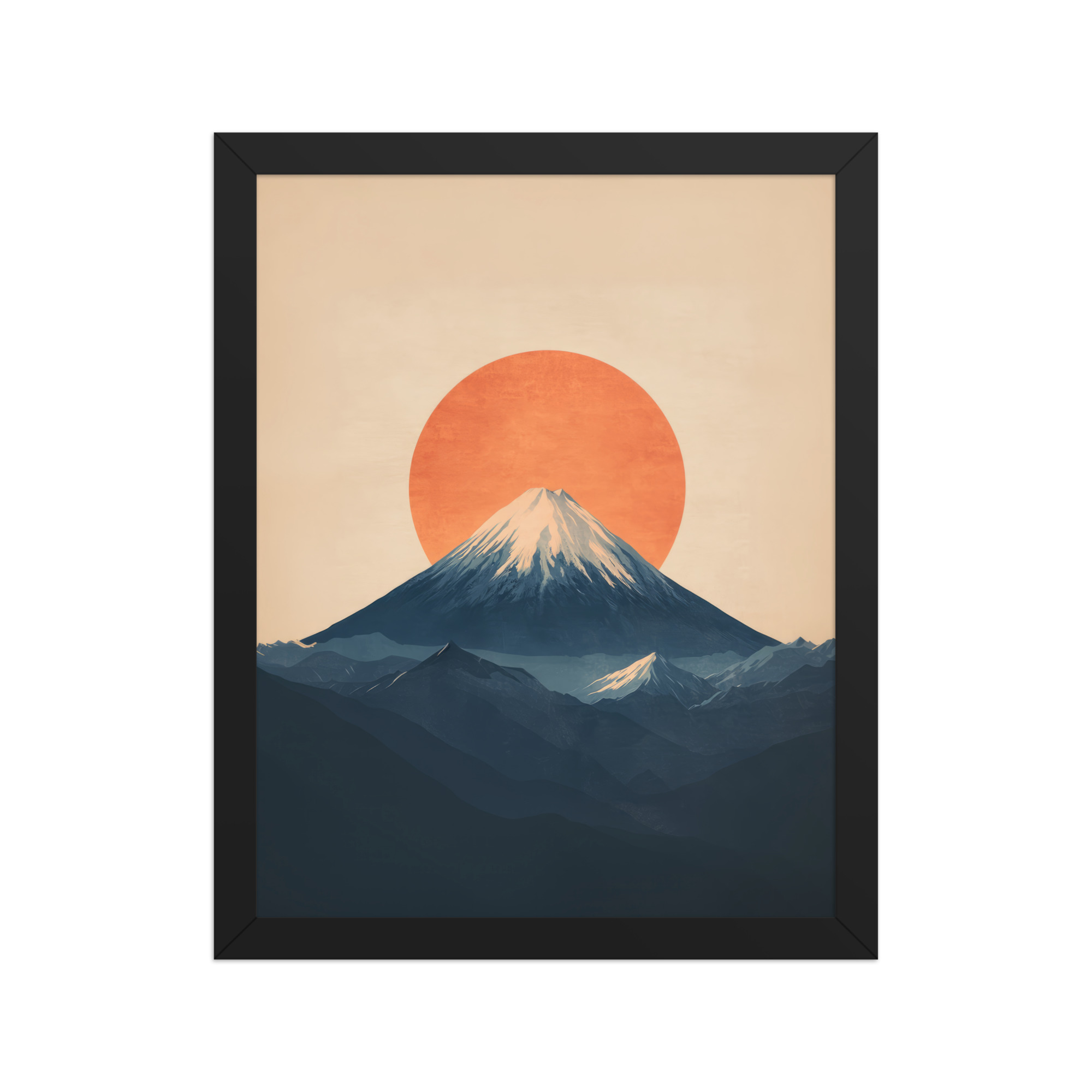 Rising Sun Over Fuji — Minimal Mount Fuji Silhouette Wall Decor — Framed Poster - Image 3
