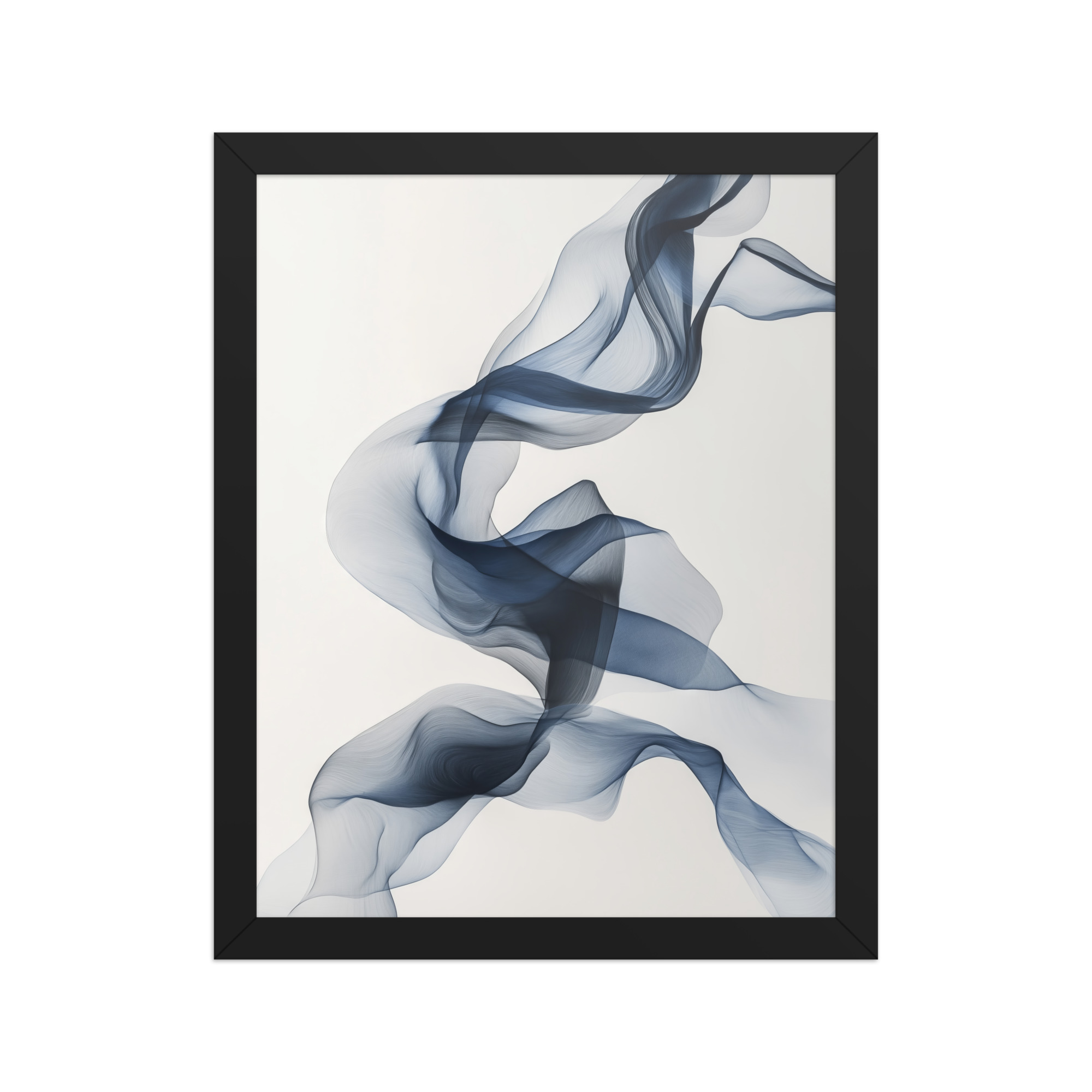 Ethereal Silk — Airy Blue Smoke Ribbon Abstract Wall Art — Framed Poster - Image 2