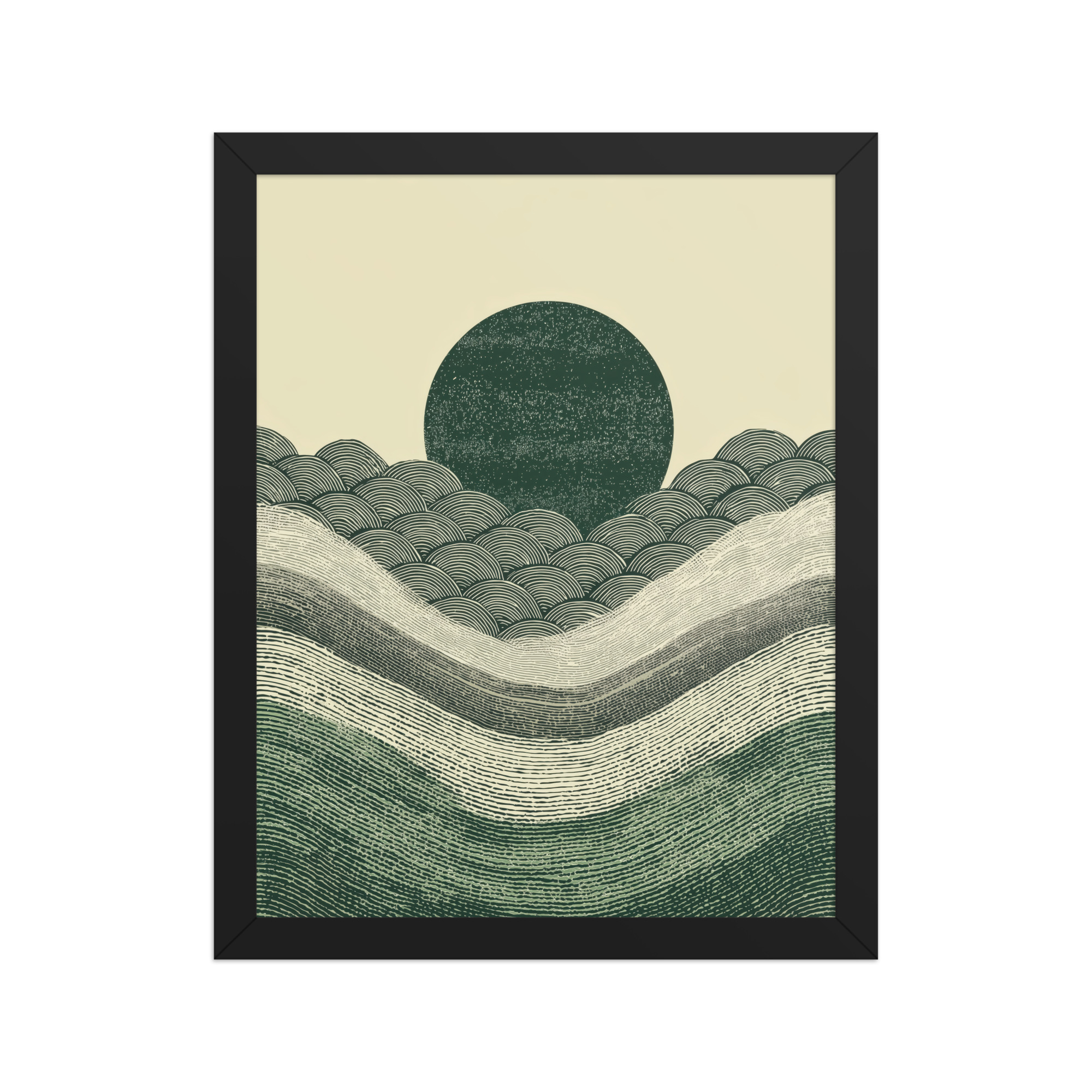 Verdant Rising — Japanese-Inspired Green Landscape Wall Art — Framed Poster - Image 2