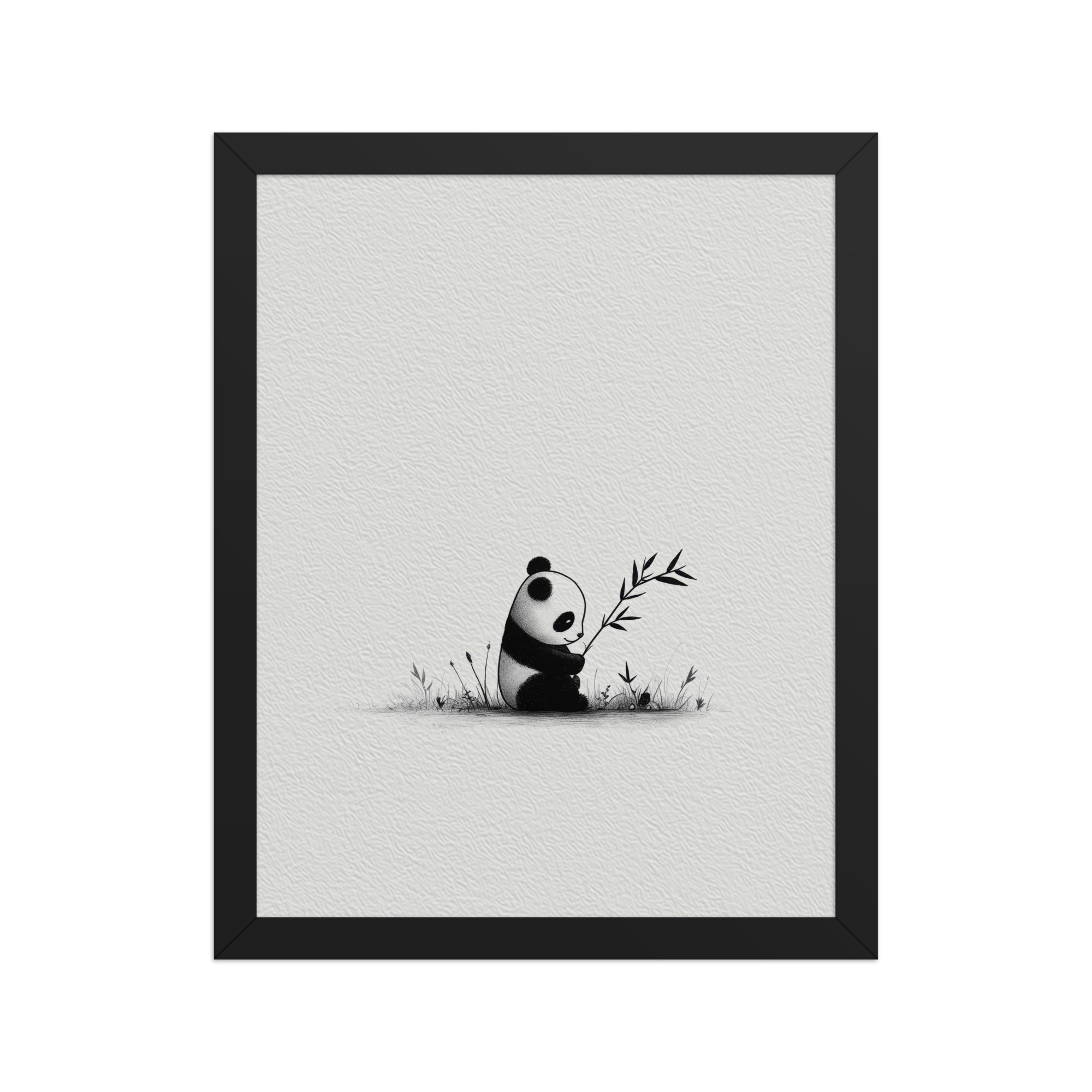 Tiny Bamboo Moment — Minimal Panda Cub with Bamboo Wall Decor — Framed Poster - Image 3