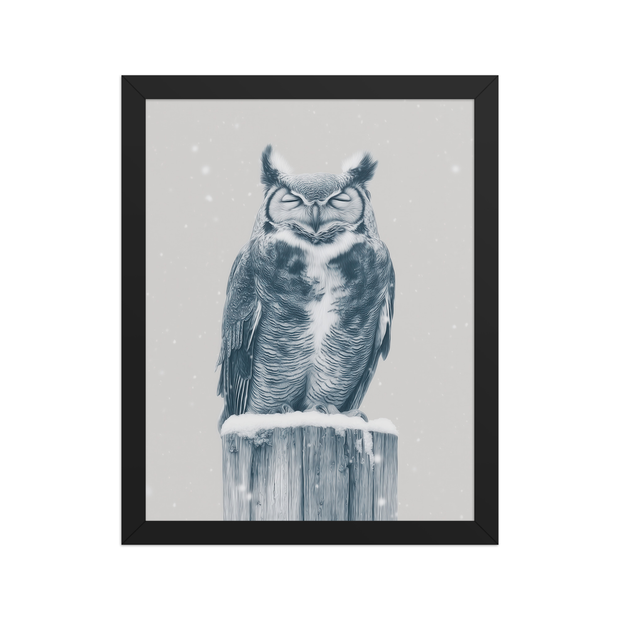 Silent Sentinel – Snow Owl Winter Wildlife Art in Neutrals Wall Decor — Framed Poster - Image 3