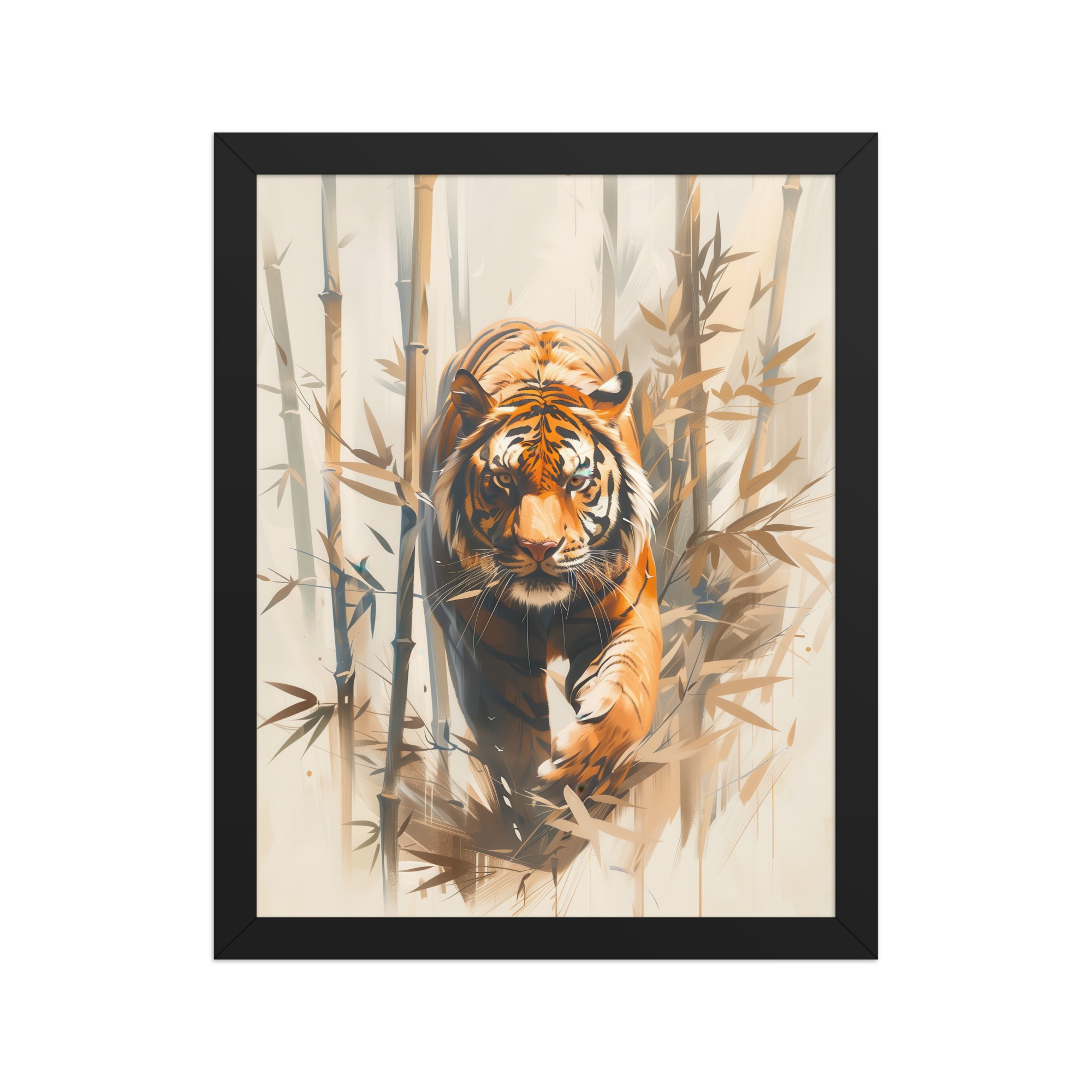 Tiger in Bamboo Mist — Wildlife Tiger in Dynamic Jungle Wall Art — Framed Poster - Image 3