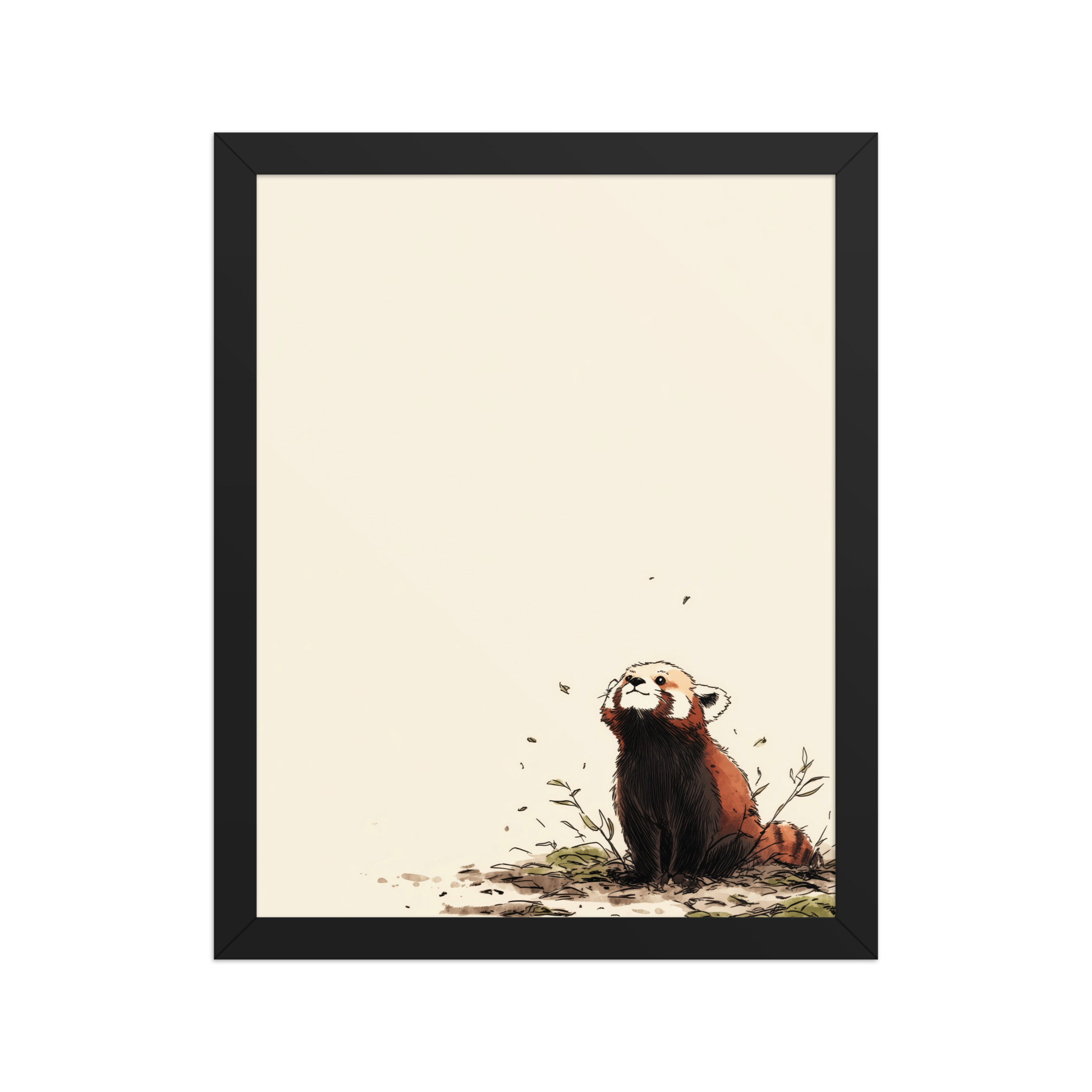 Red Panda in the Wind — Minimal Illustrated Animal Wall Art — Framed Poster - Image 2