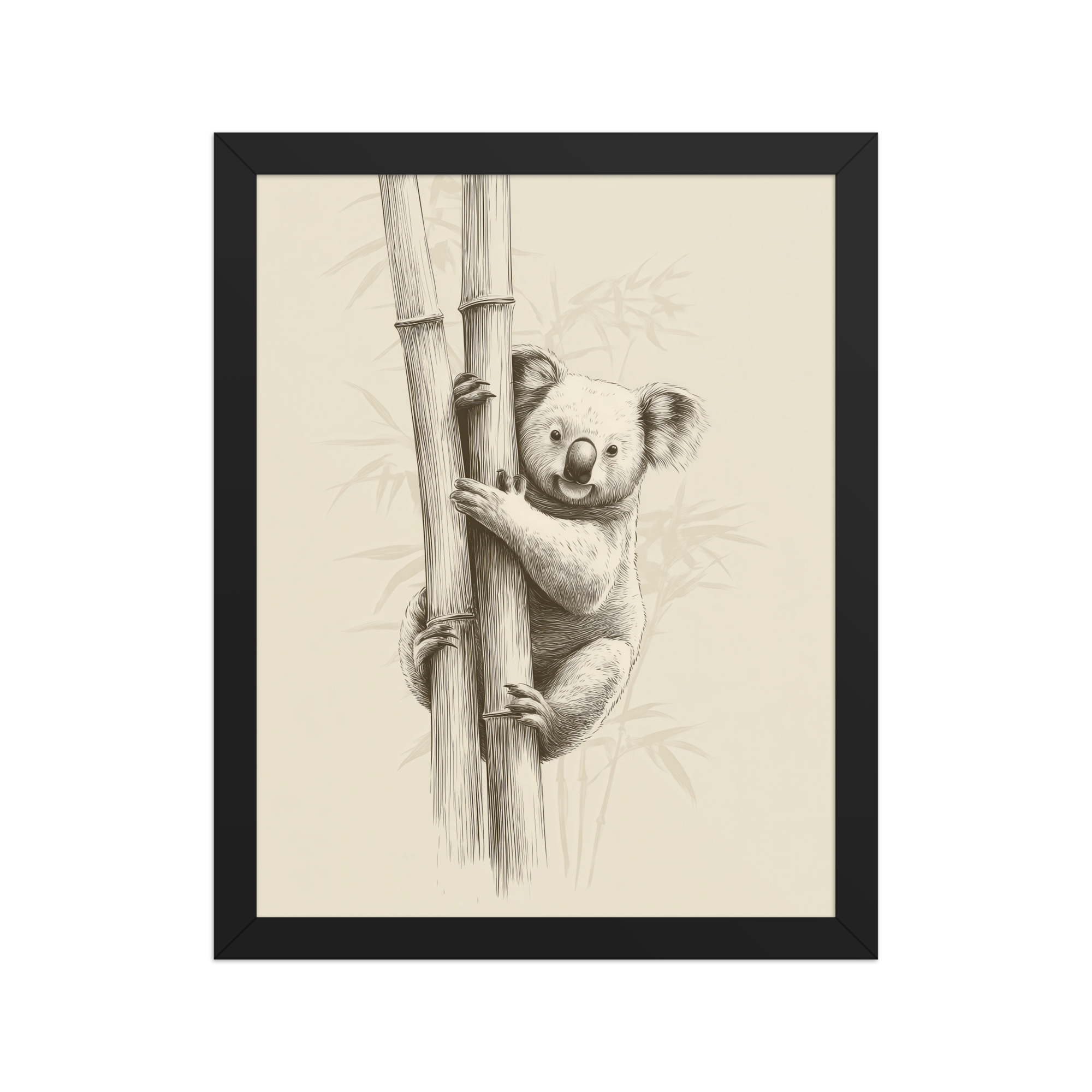 Koala Bamboo I — Koala Illustration in Warm Neutrals Wall Decor — Framed Poster - Image 3
