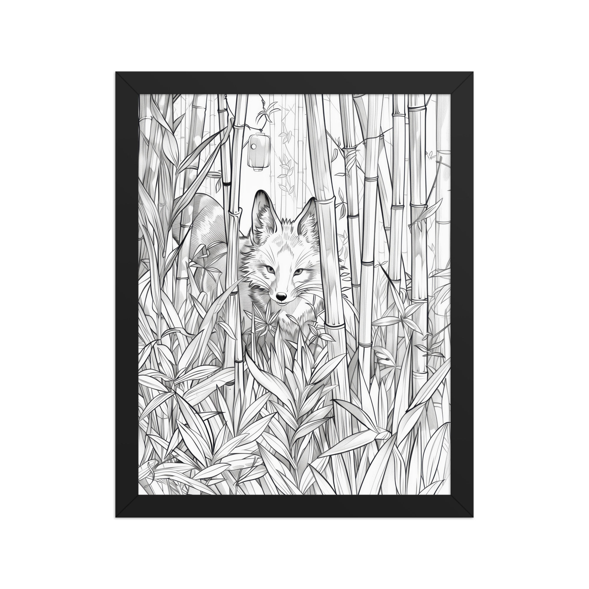 Fox Spirit in Bamboo Forest — Fox Among Bamboo Wall Decor — Framed Poster - Image 3