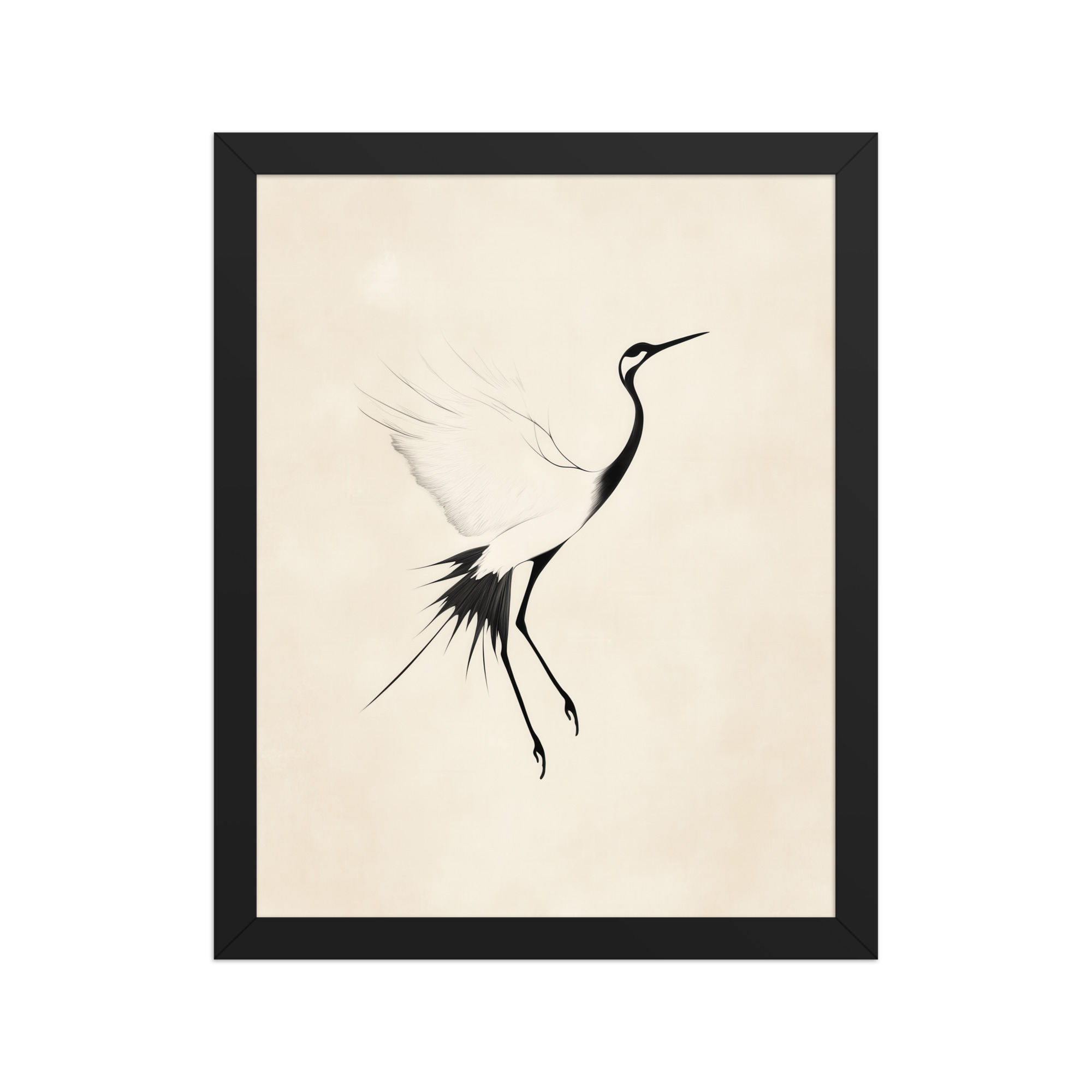 Crane of Still Winds — Red-Crowned Crane Minimal Ink Art — Framed Poster - Image 3
