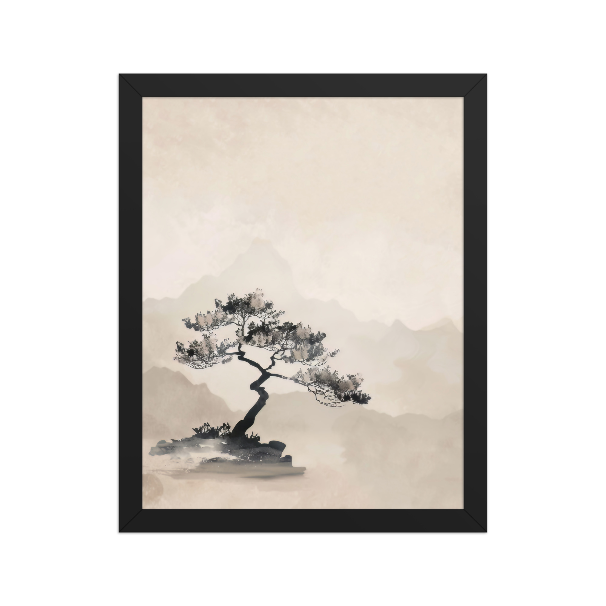 Bonsai Tree — Ink-Wash Landscape Wall Decor — Framed Poster - Image 2