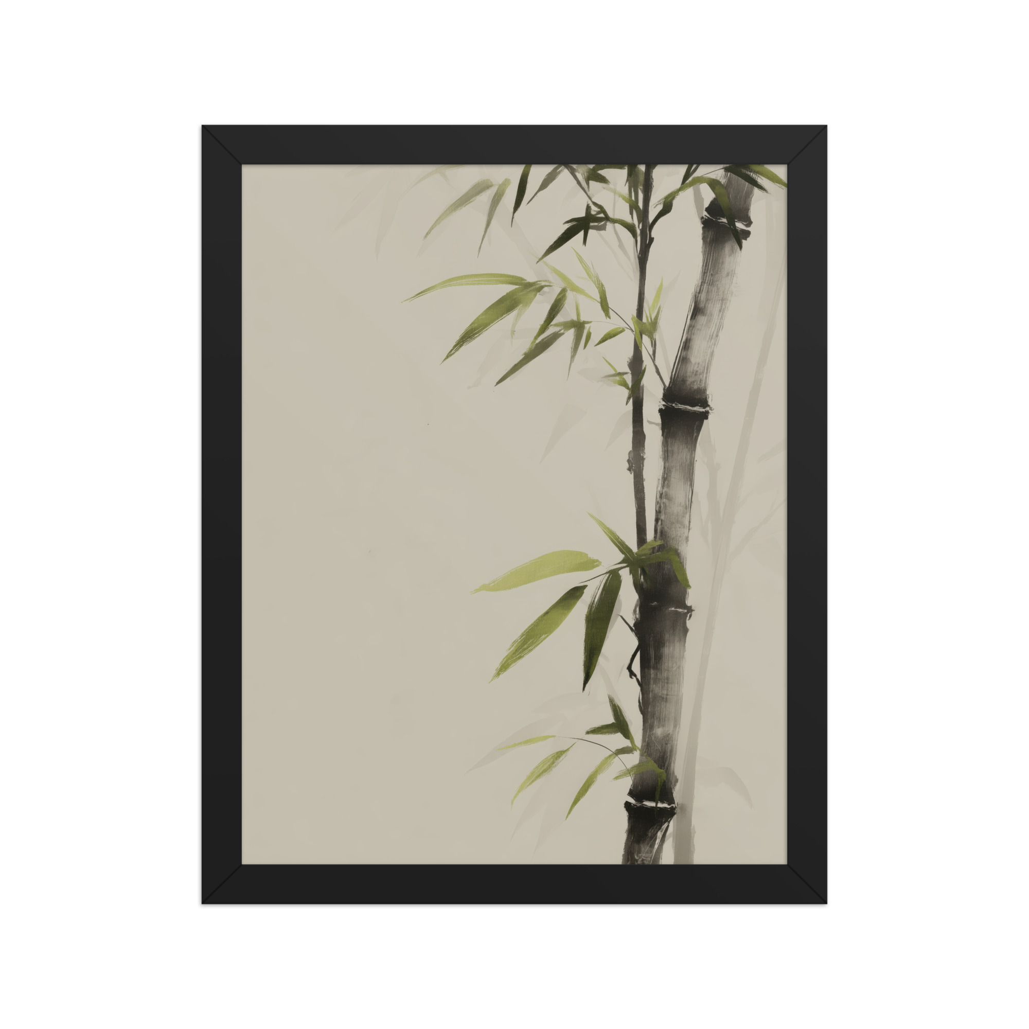 Bamboo Silence — Sumi-e Botanical Zen Wall Decor — Framed Poster - Image 3