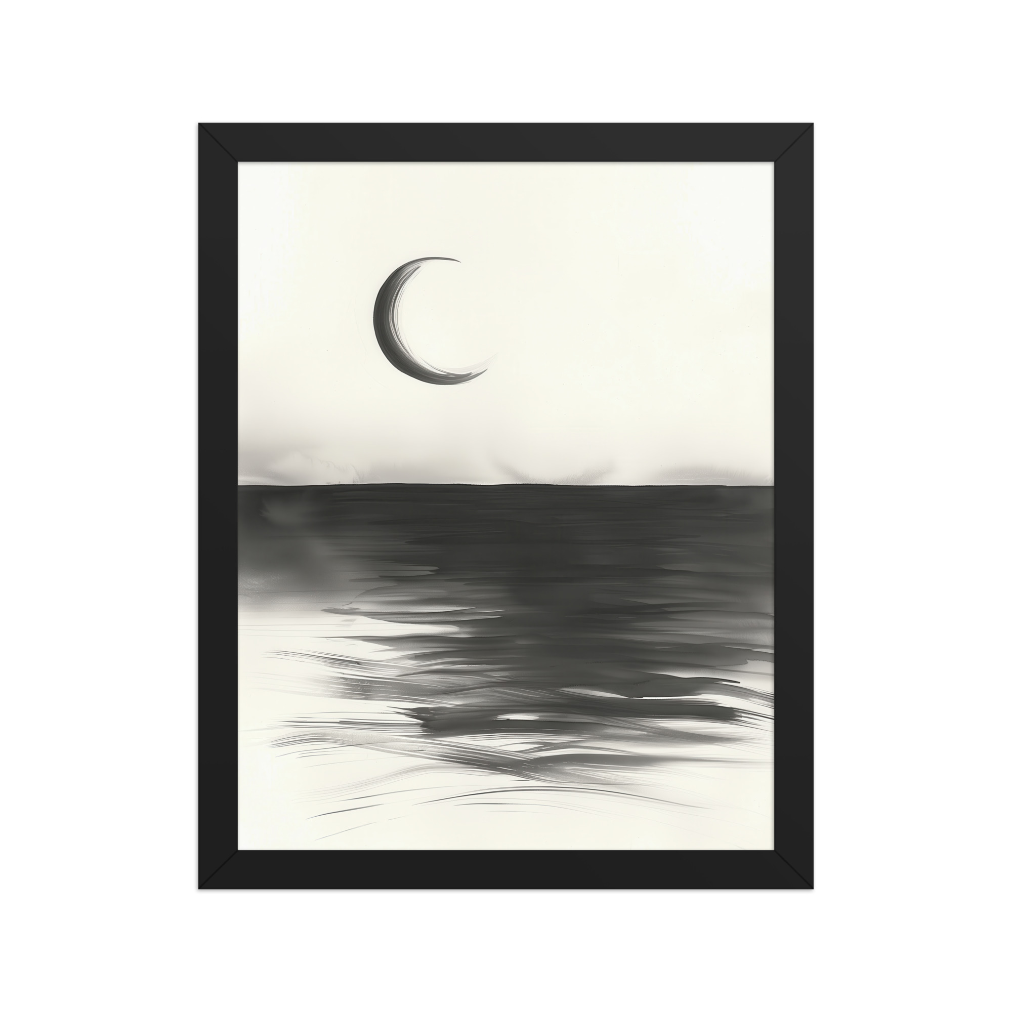 Crescent Reflections — Minimal Seascape Wall Decor — Framed Poster - Image 3