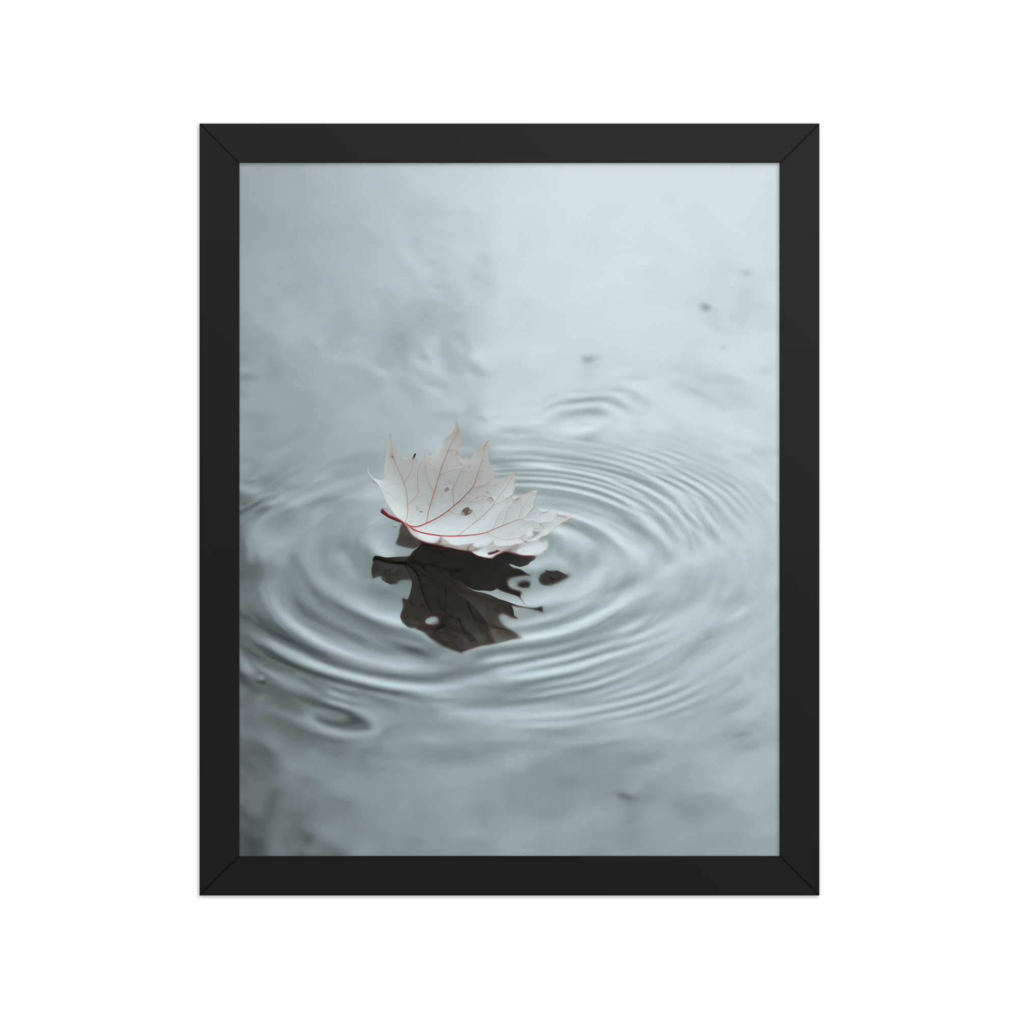 Floating Stillness — Leaf on Water Wall Decor — Framed Poster - Image 3