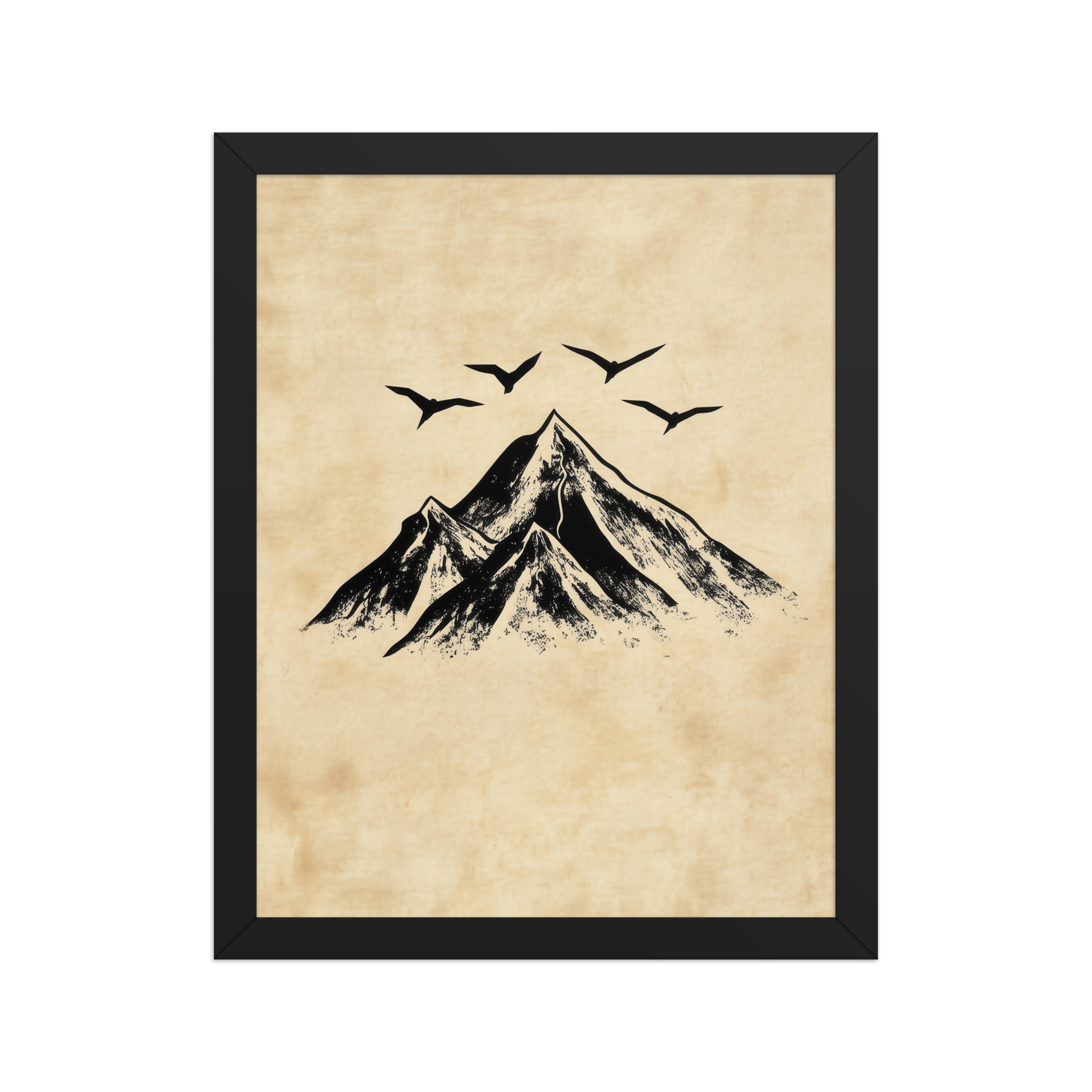 Four Peaks in Ink — Mountain Landscape Wall Art — Framed Poster - Image 3