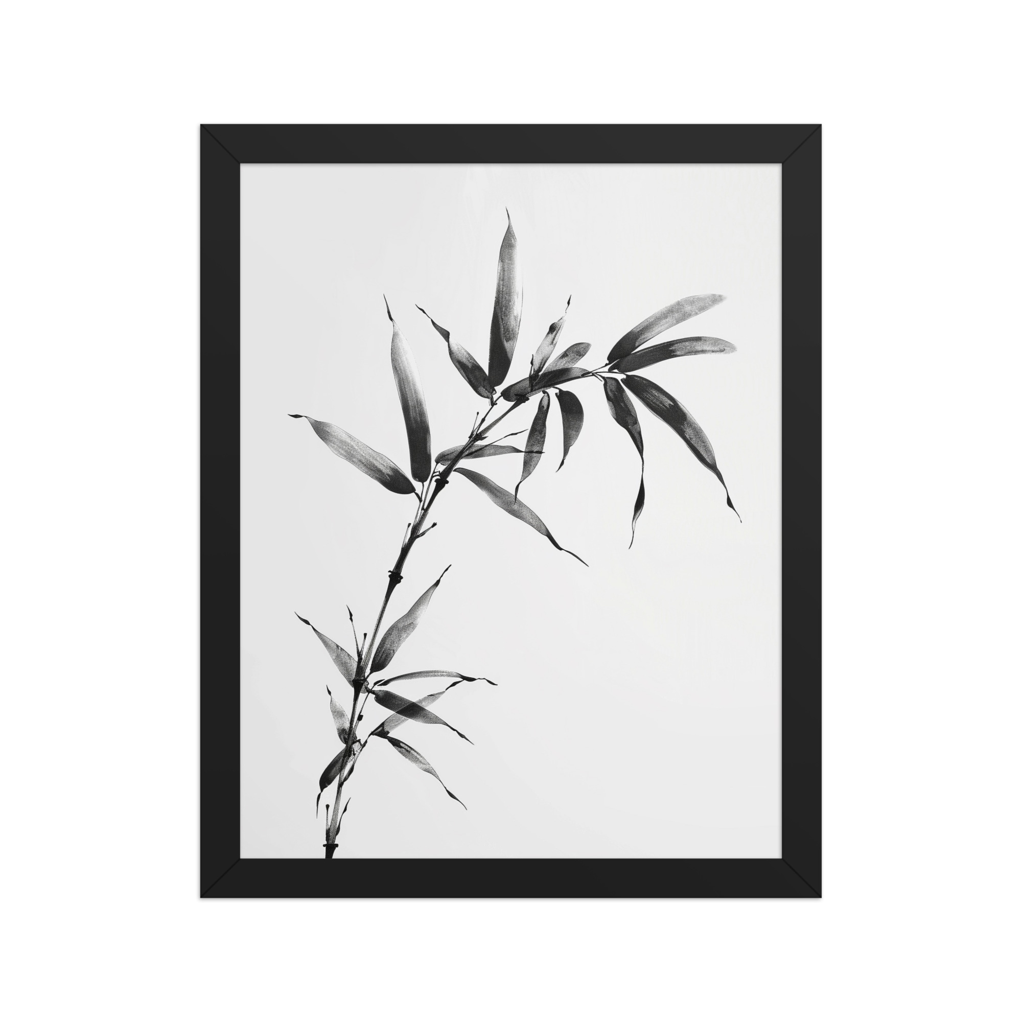 Minimalist Bamboo — Sumi-e Black Ink Wall Art — Framed Poster - Image 3