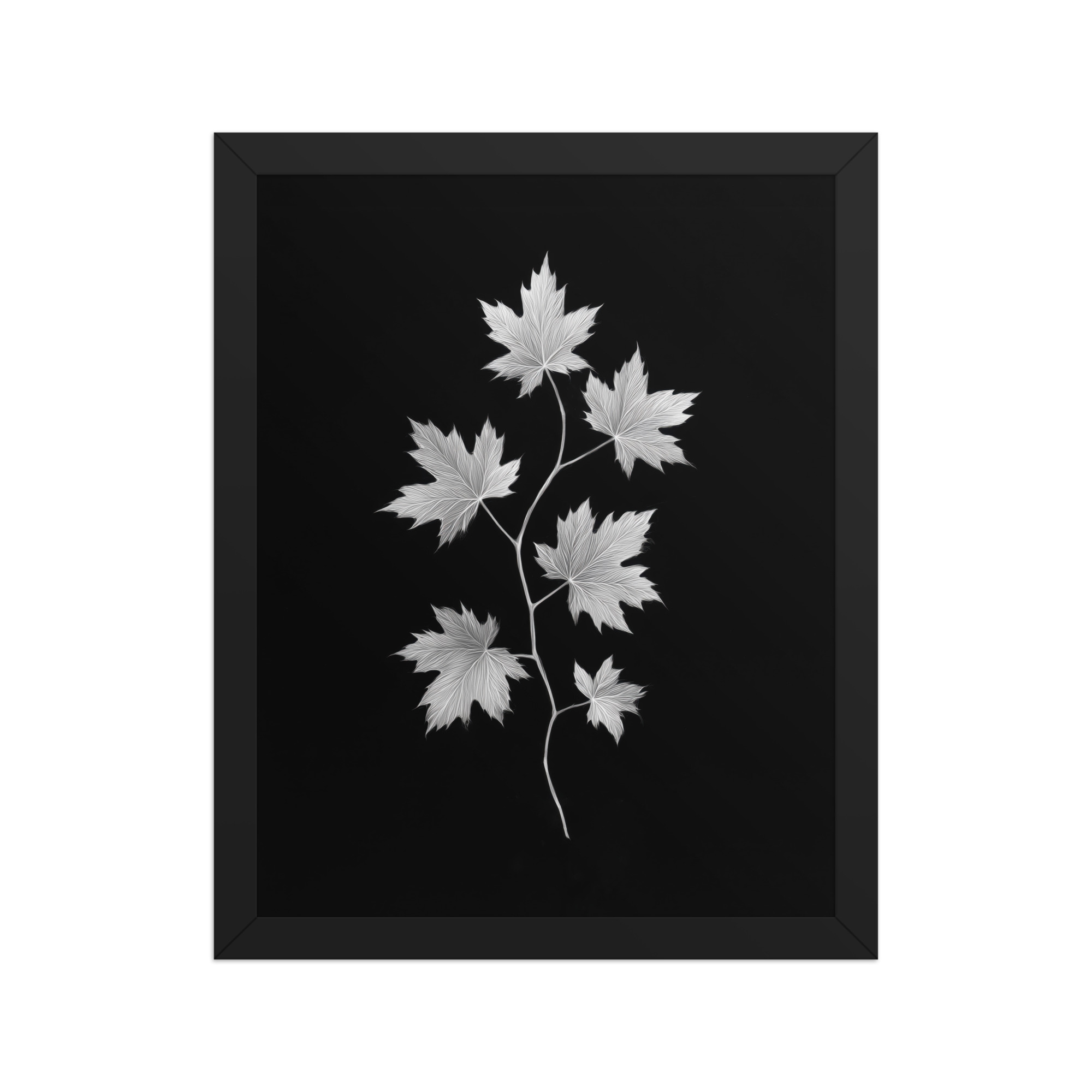 Ivory Veins — Japandi Maple Line Art — Framed Poster - Image 3