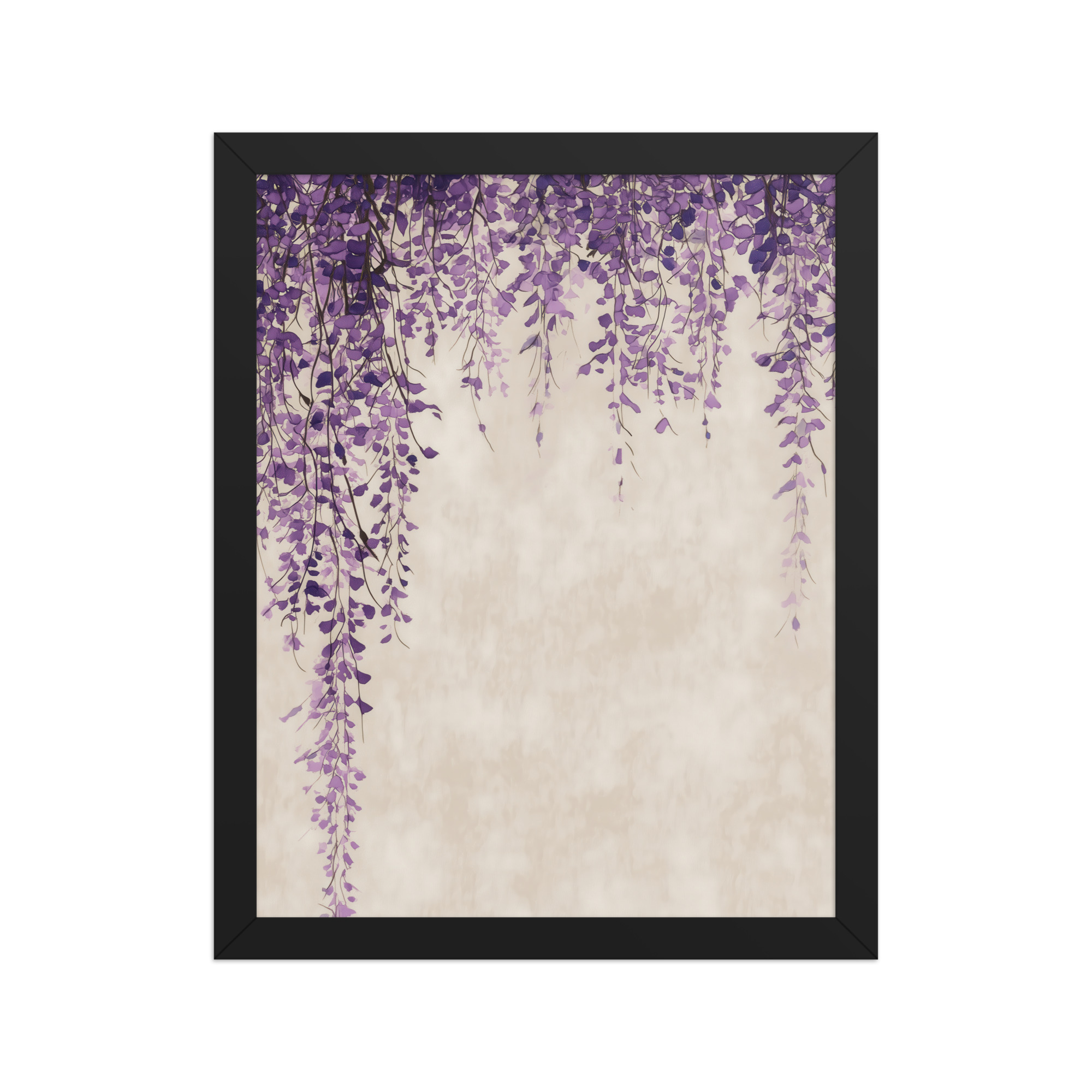 Wisteria Cascade — Japandi Hanging Floral Wall Decor — Framed Poster - Image 2