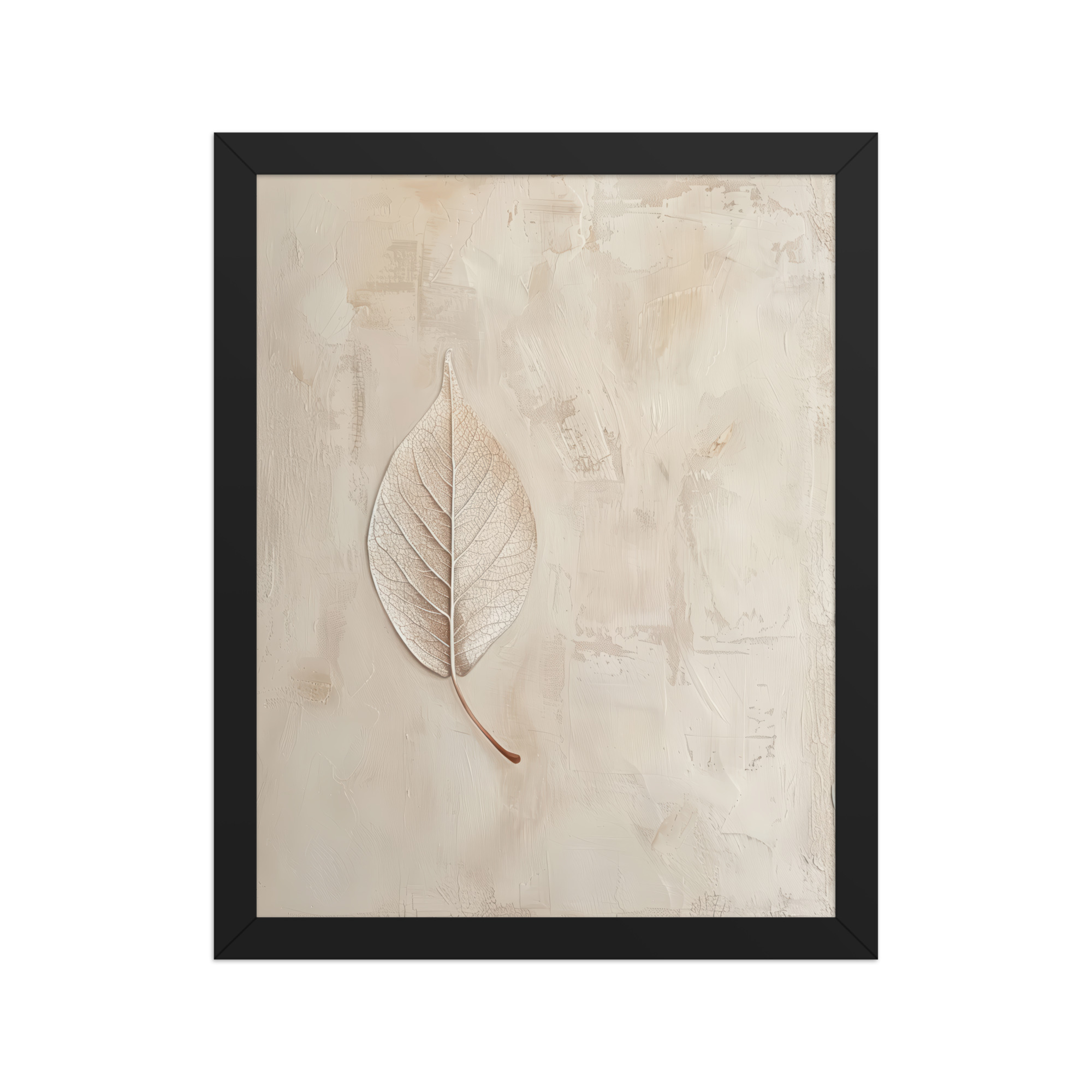 Wabi-Sabi Leaf II — Neutral Textured Botanical Wall Art — Framed Poster - Image 3