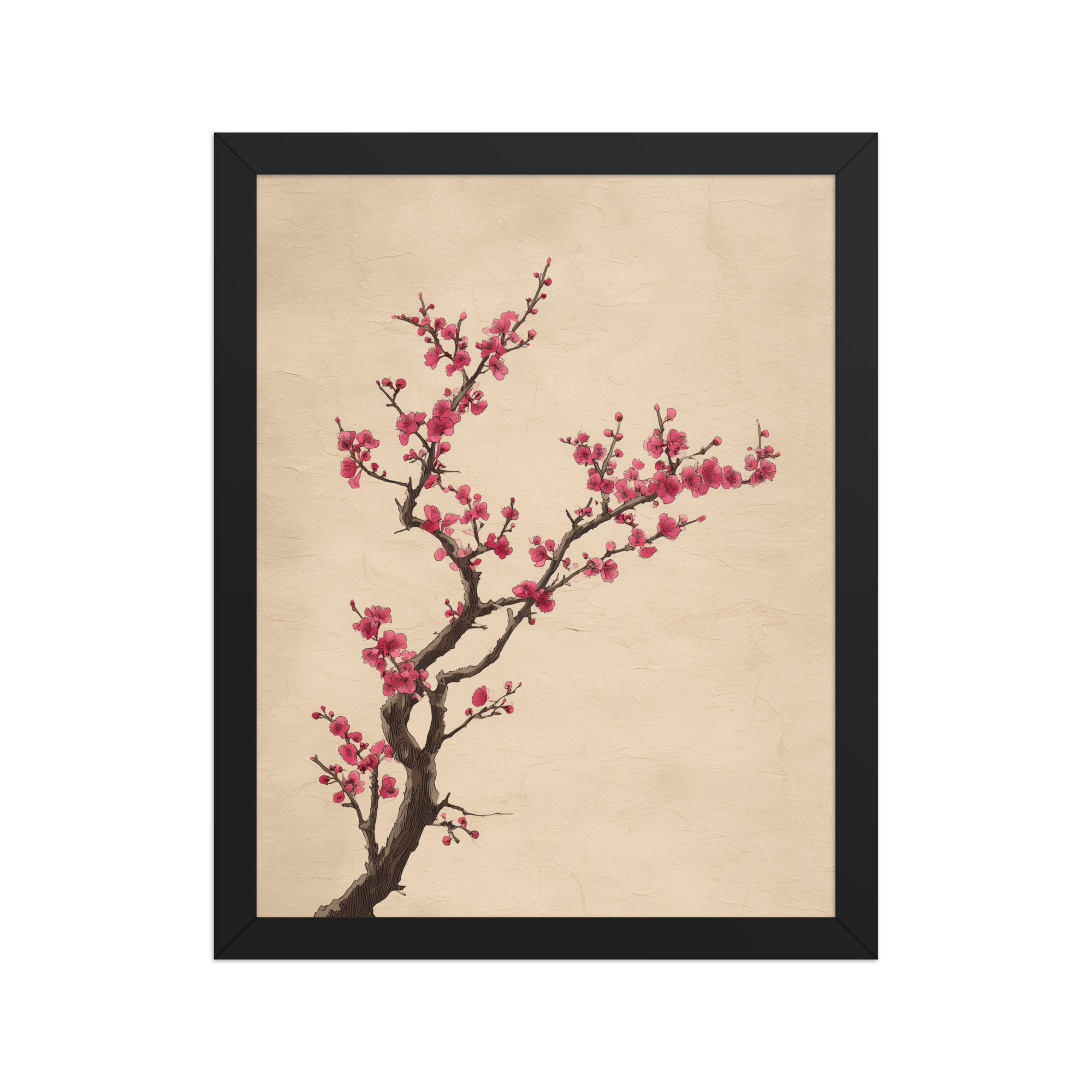 Plum Blossom Branch — Japanese Ink Illustration Wall Decor — Framed Poster - Image 3