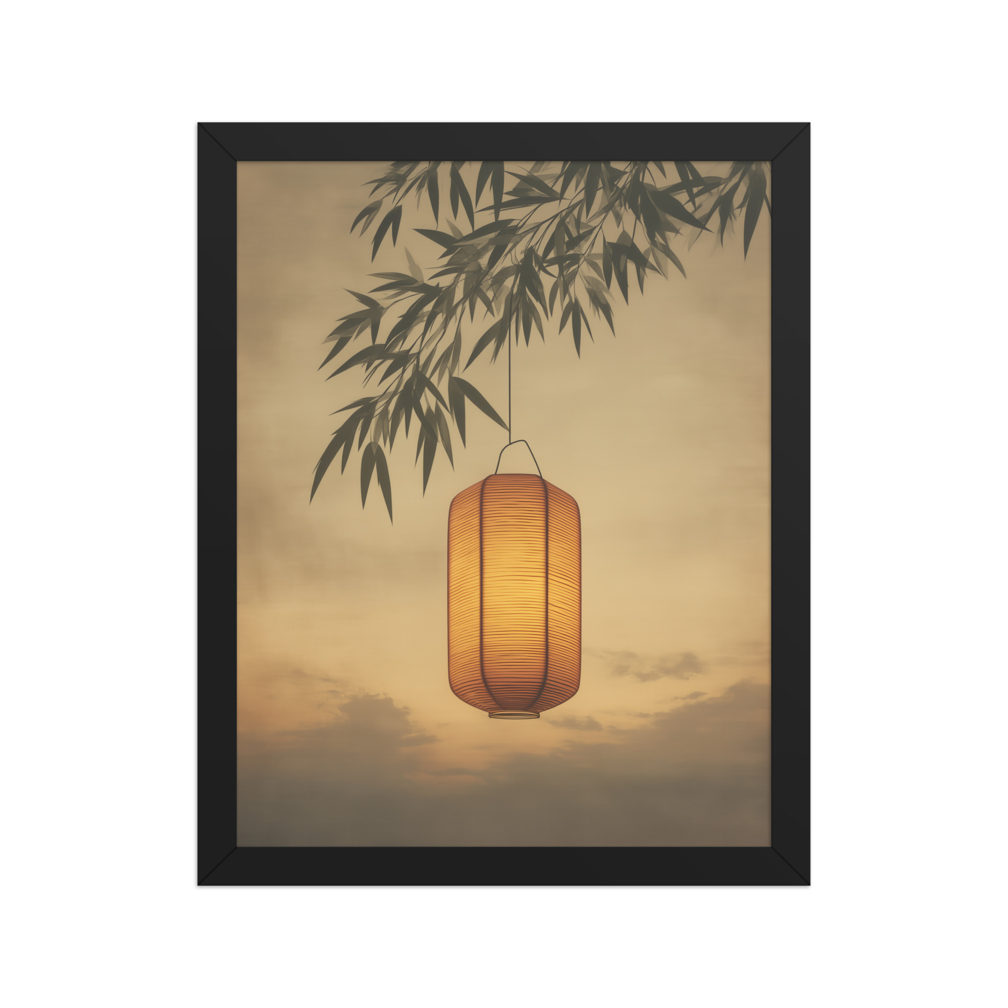 Lantern Glow — Japanese Lantern Minimal Wall Decor — Framed Poster - Image 2