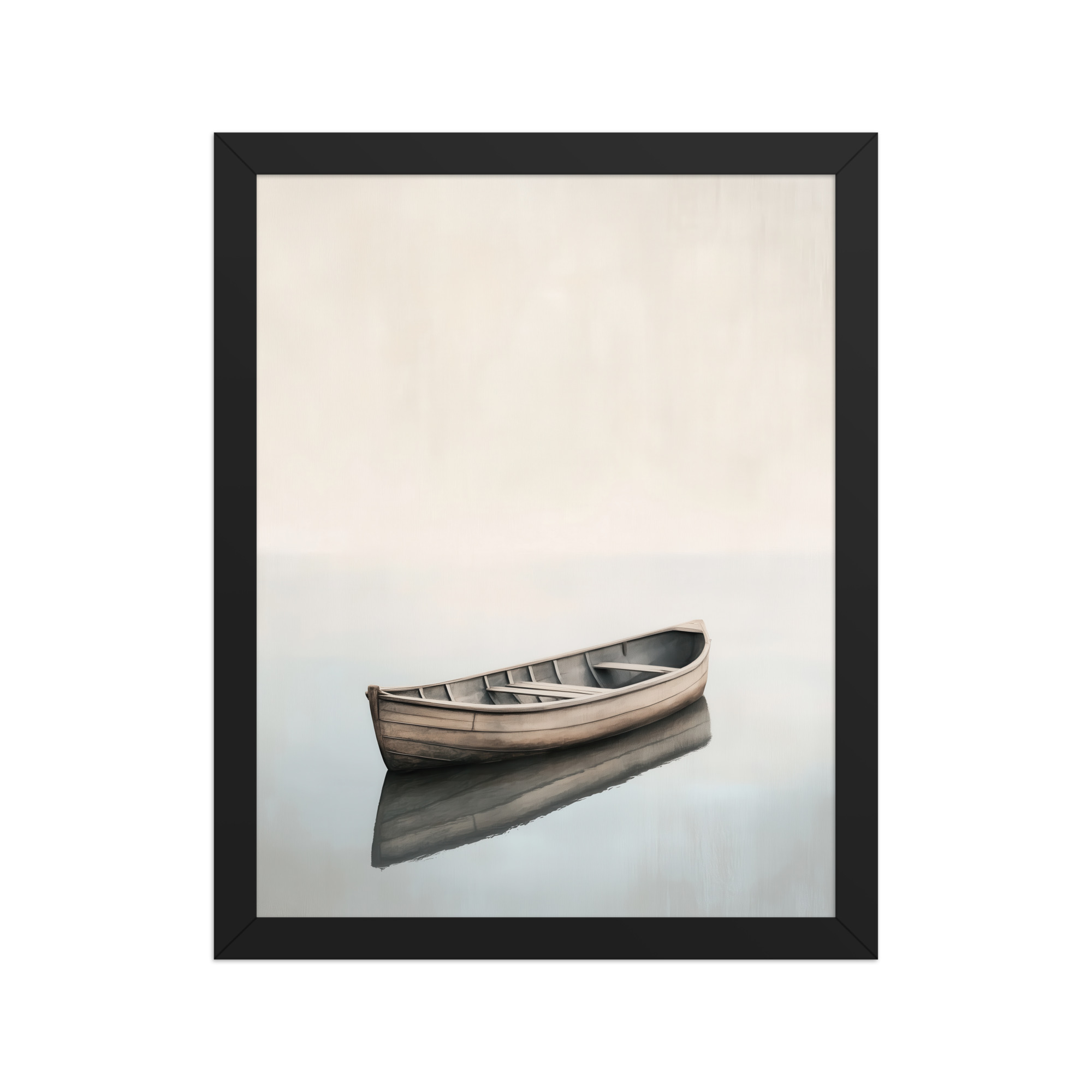 Still Waters Rowboat — Minimal Japandi Boat Wall Art — Framed Poster - Image 3