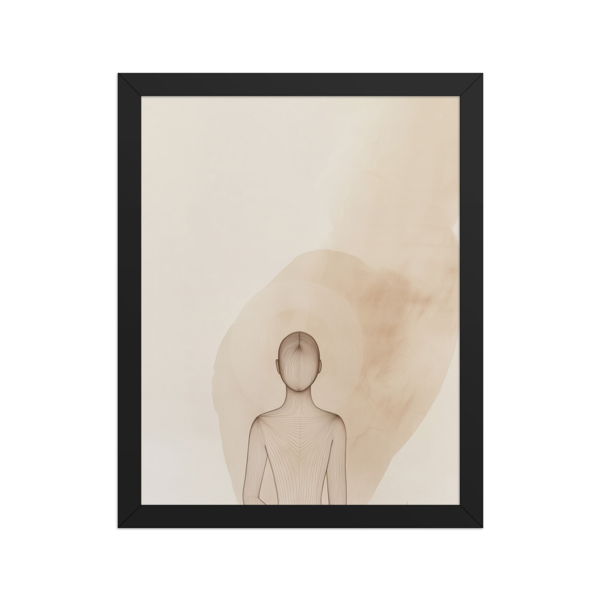 Inner Light – Minimalist Meditation Figure Japandi Wall Art – Framed Poster - Image 3