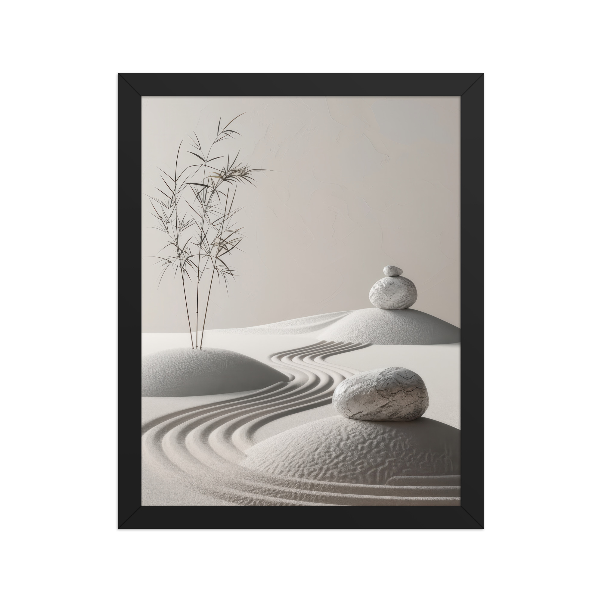 Stillness by the Sand Rake – Japandi Zen Garden Wall Art – Framed Poster - Image 2
