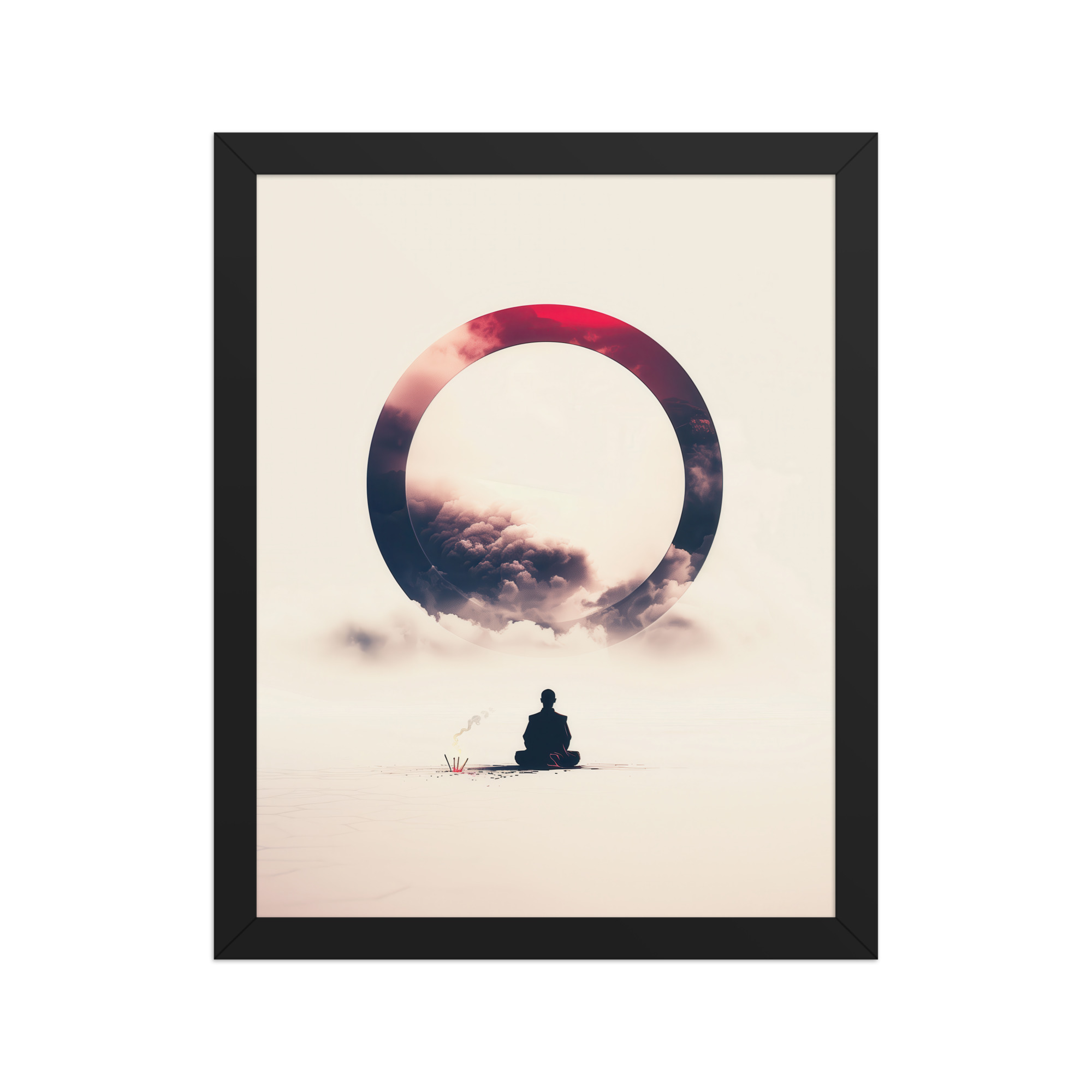 Zen Enso Horizon – Meditative Landscape with Circle Wall Art – Framed Poster - Image 3