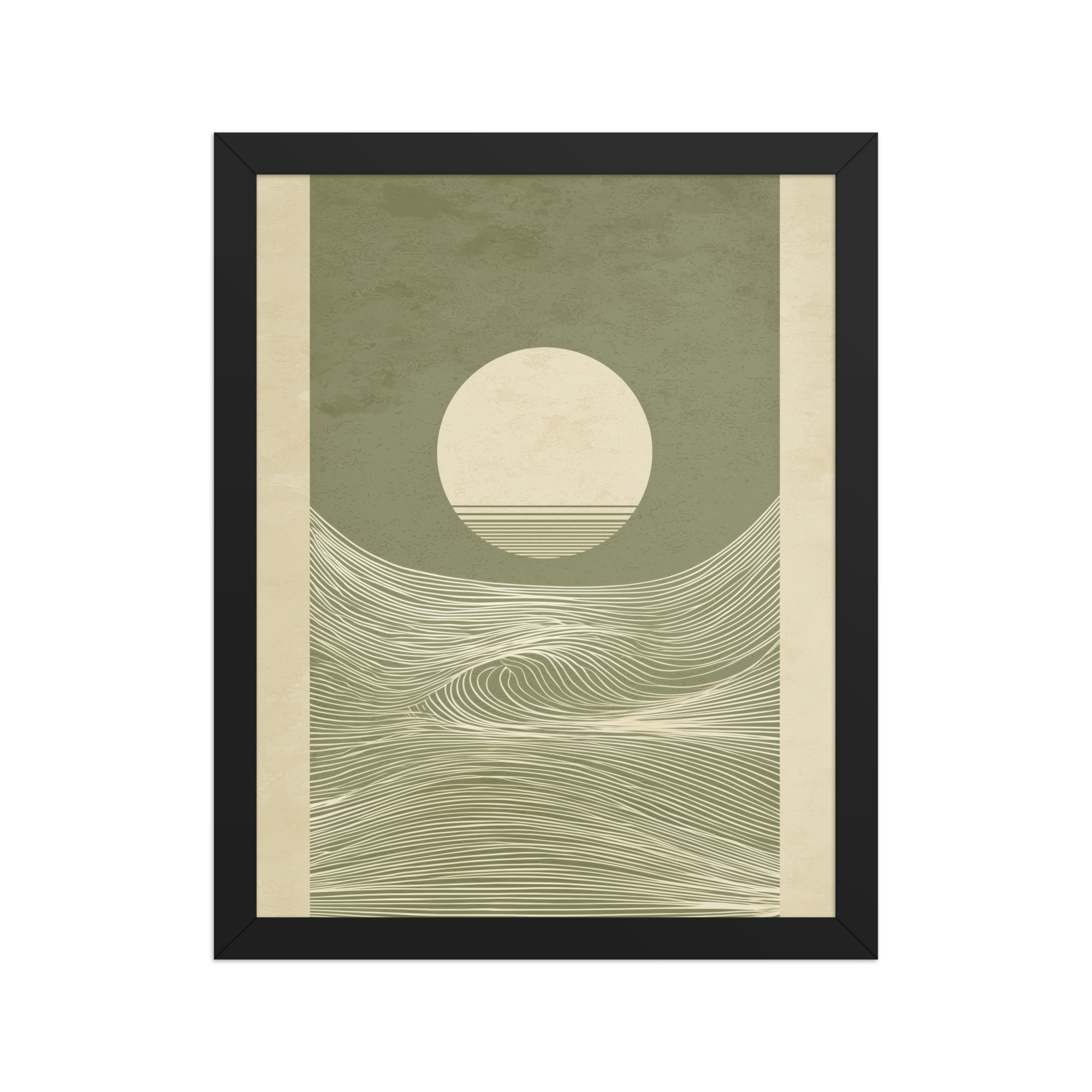 Zen Horizon Waves — Minimal Sunset Landscape Wall Decor — Framed Poster - Image 3