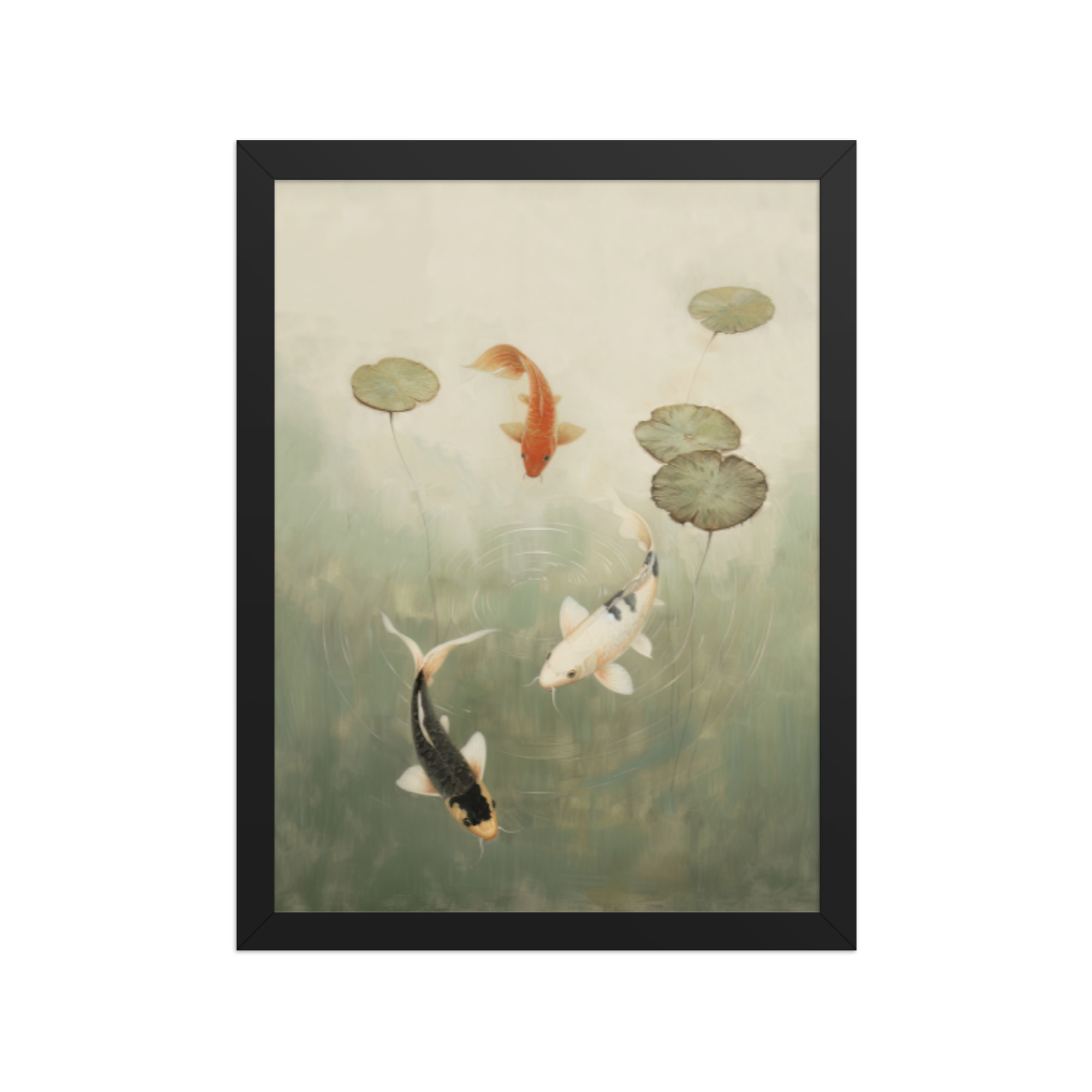 Koi Among Lilies — Tranquil Pond Art — Framed Poster - Image 4