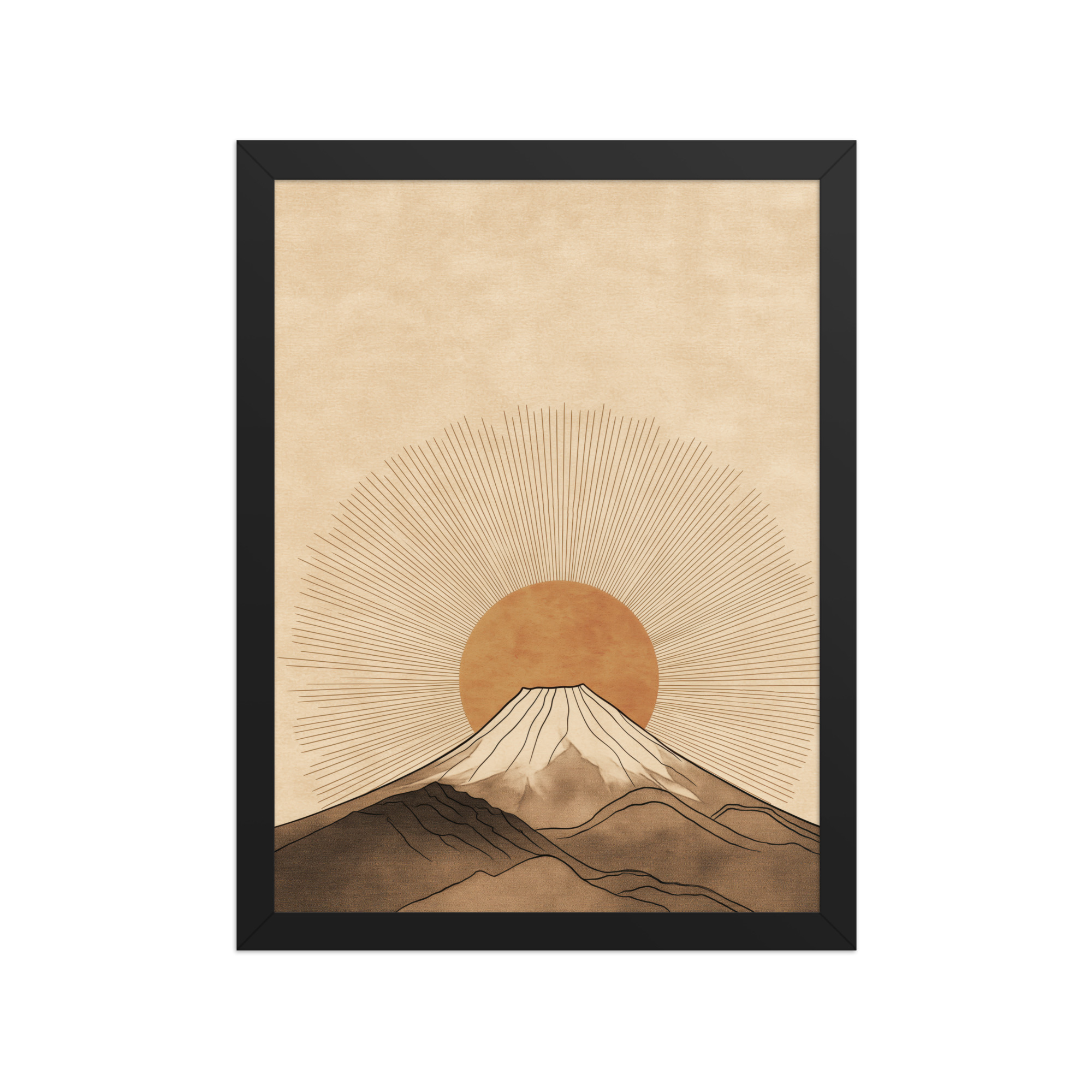 Fuji Radiance — Japandi Sunburst Mountain Wall Art — Framed Poster - Image 3