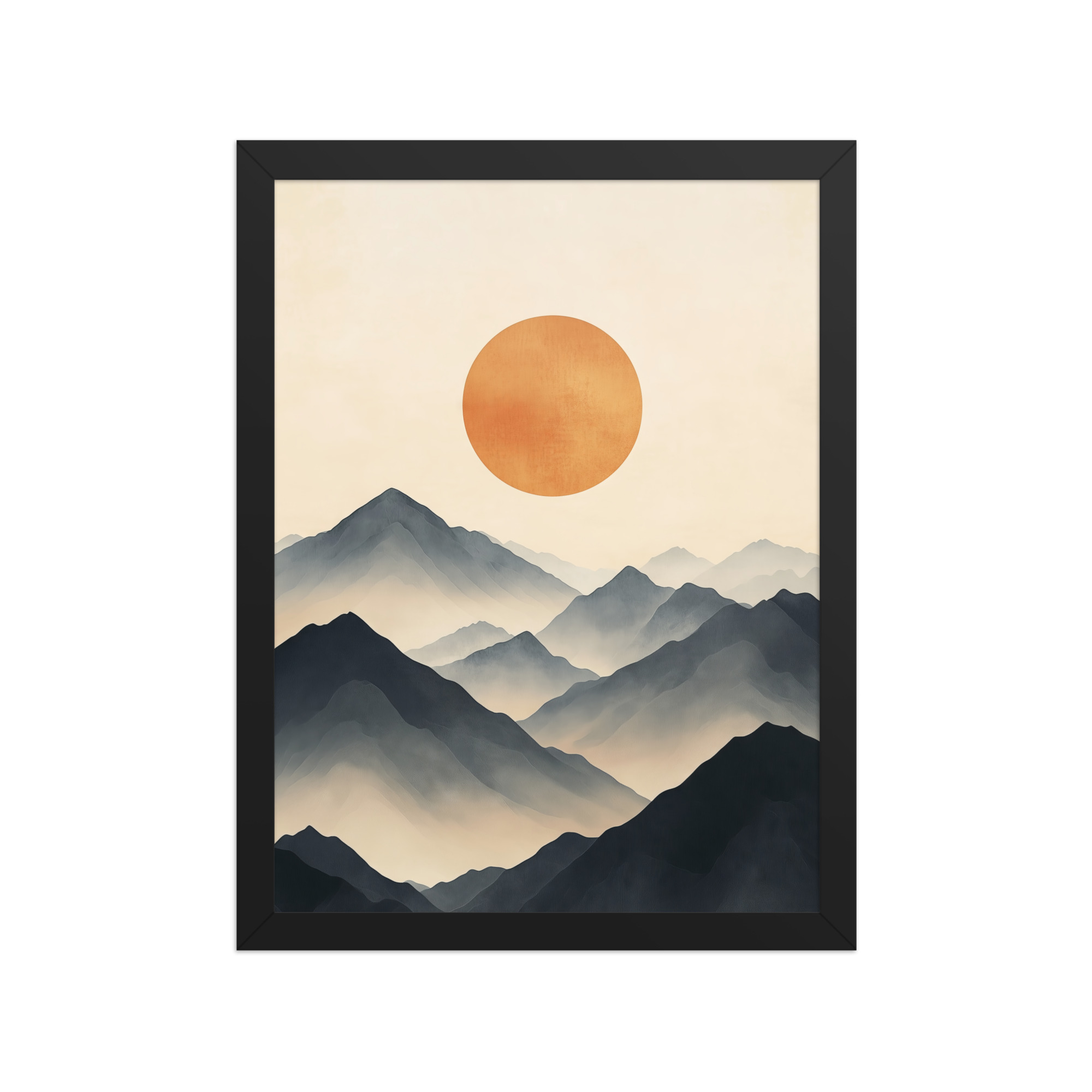 Layered Serenity — Neutral Misty Mountains Wall Decor — Framed Poster - Image 3