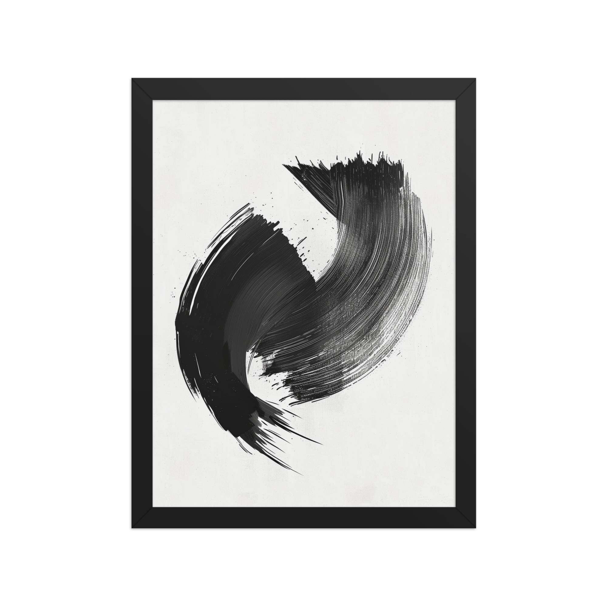 Brushstroke Swirl — Zen Sumi-e Ink Abstract Wall Decor — Framed Poster - Image 4