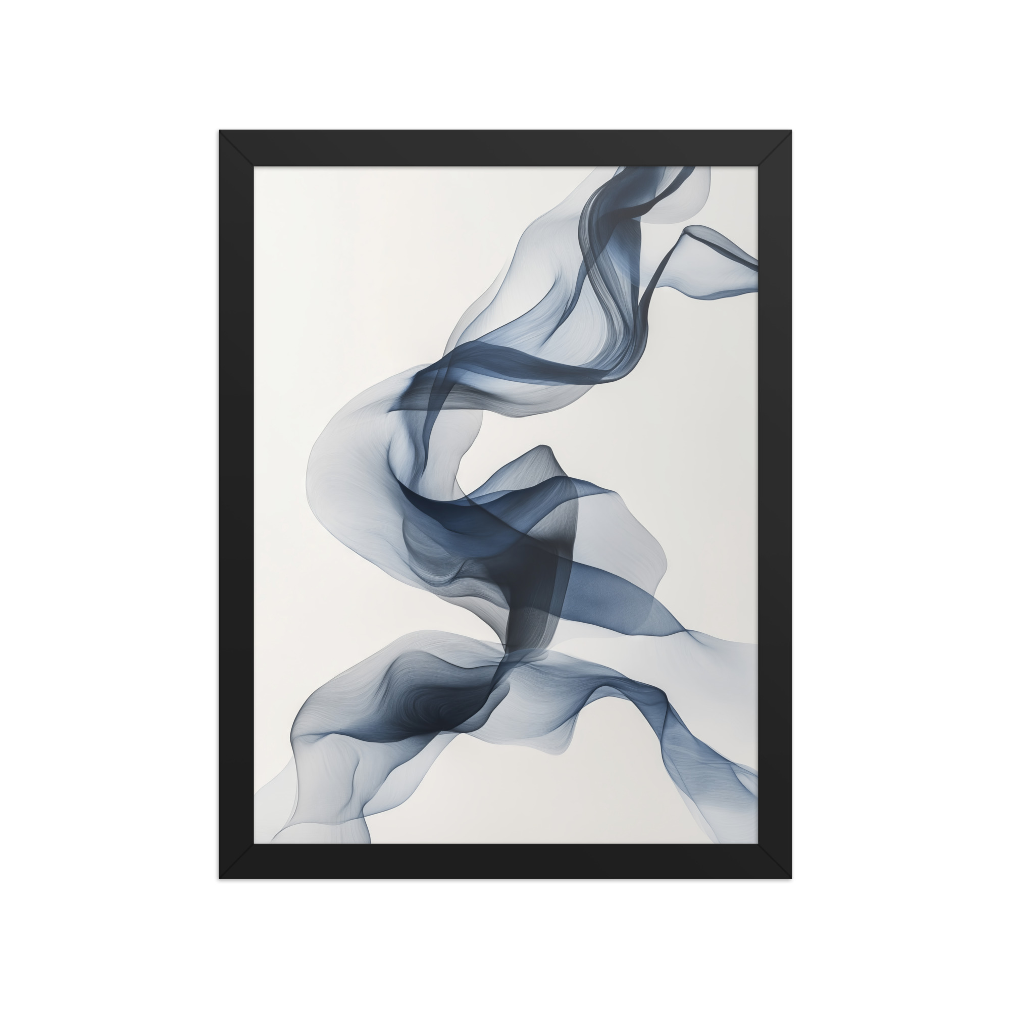 Ethereal Silk — Airy Blue Smoke Ribbon Abstract Wall Art — Framed Poster - Image 3