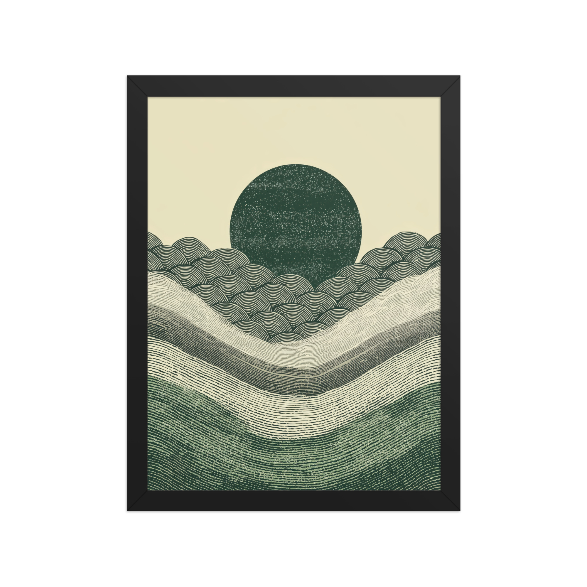 Verdant Rising — Japanese-Inspired Green Landscape Wall Art — Framed Poster - Image 3