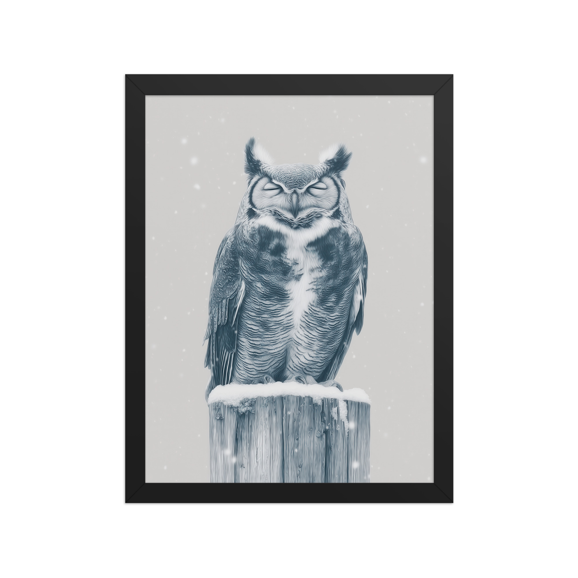 Silent Sentinel – Snow Owl Winter Wildlife Art in Neutrals Wall Decor — Framed Poster - Image 4