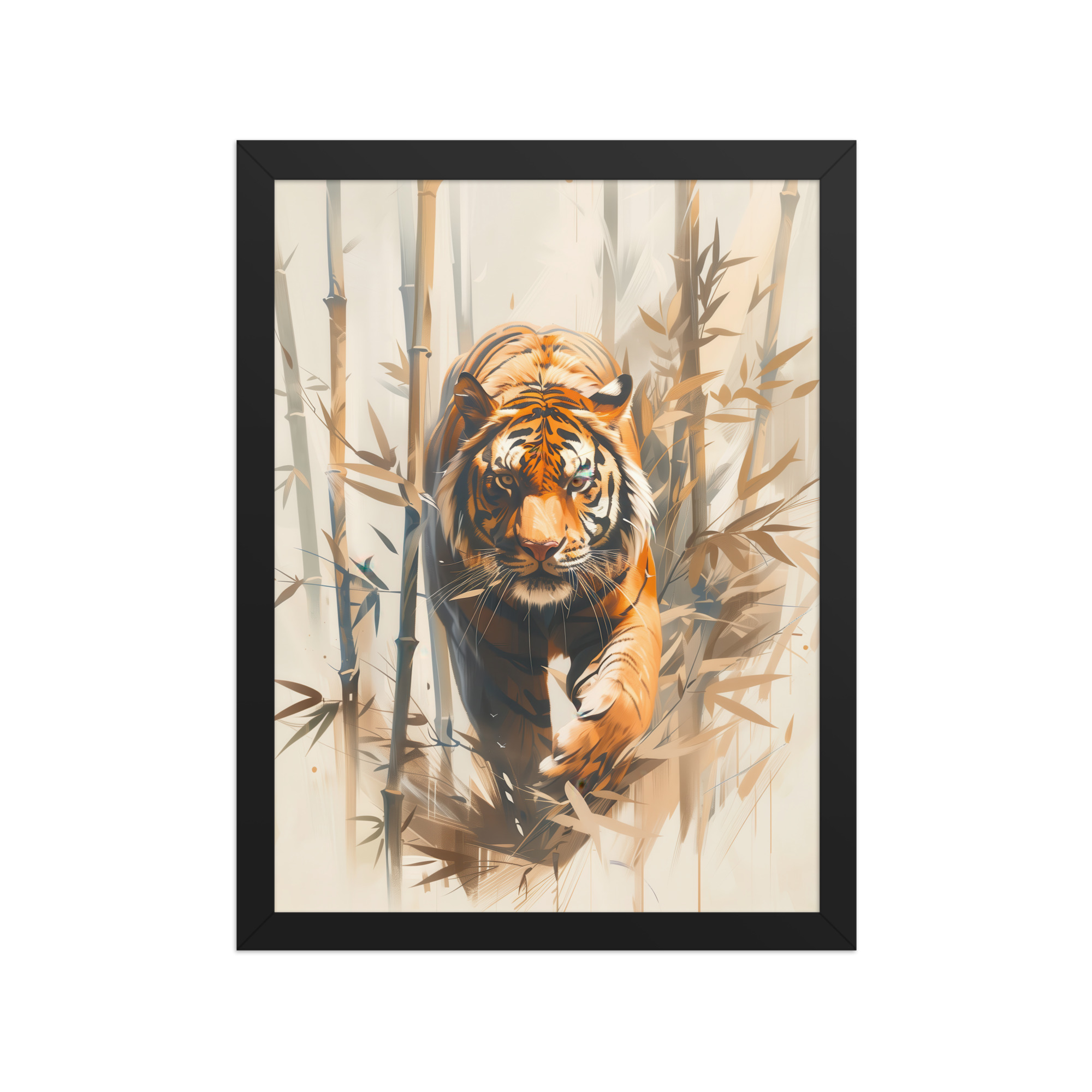 Tiger in Bamboo Mist — Wildlife Tiger in Dynamic Jungle Wall Art — Framed Poster - Image 4