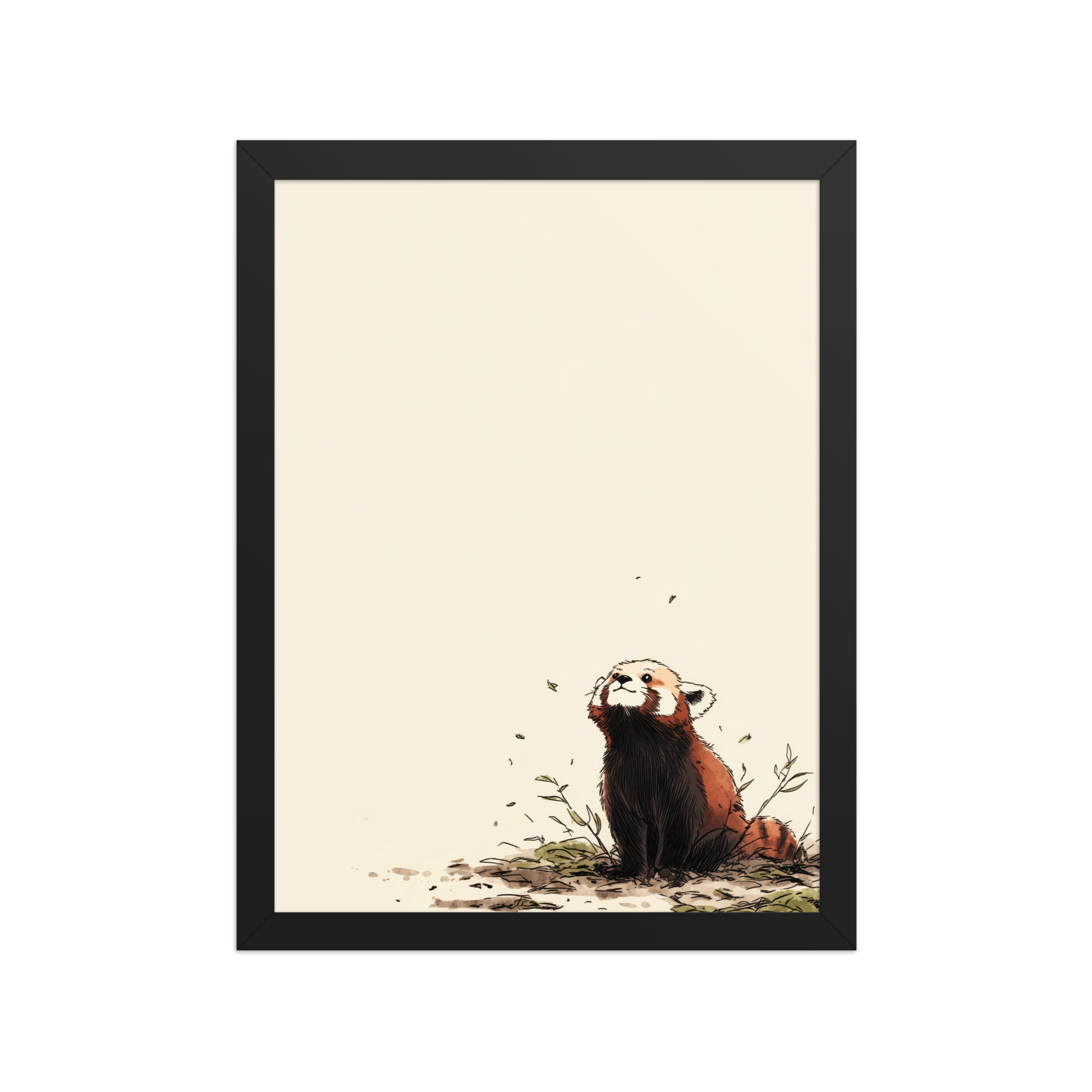 Red Panda in the Wind — Minimal Illustrated Animal Wall Art — Framed Poster - Image 3