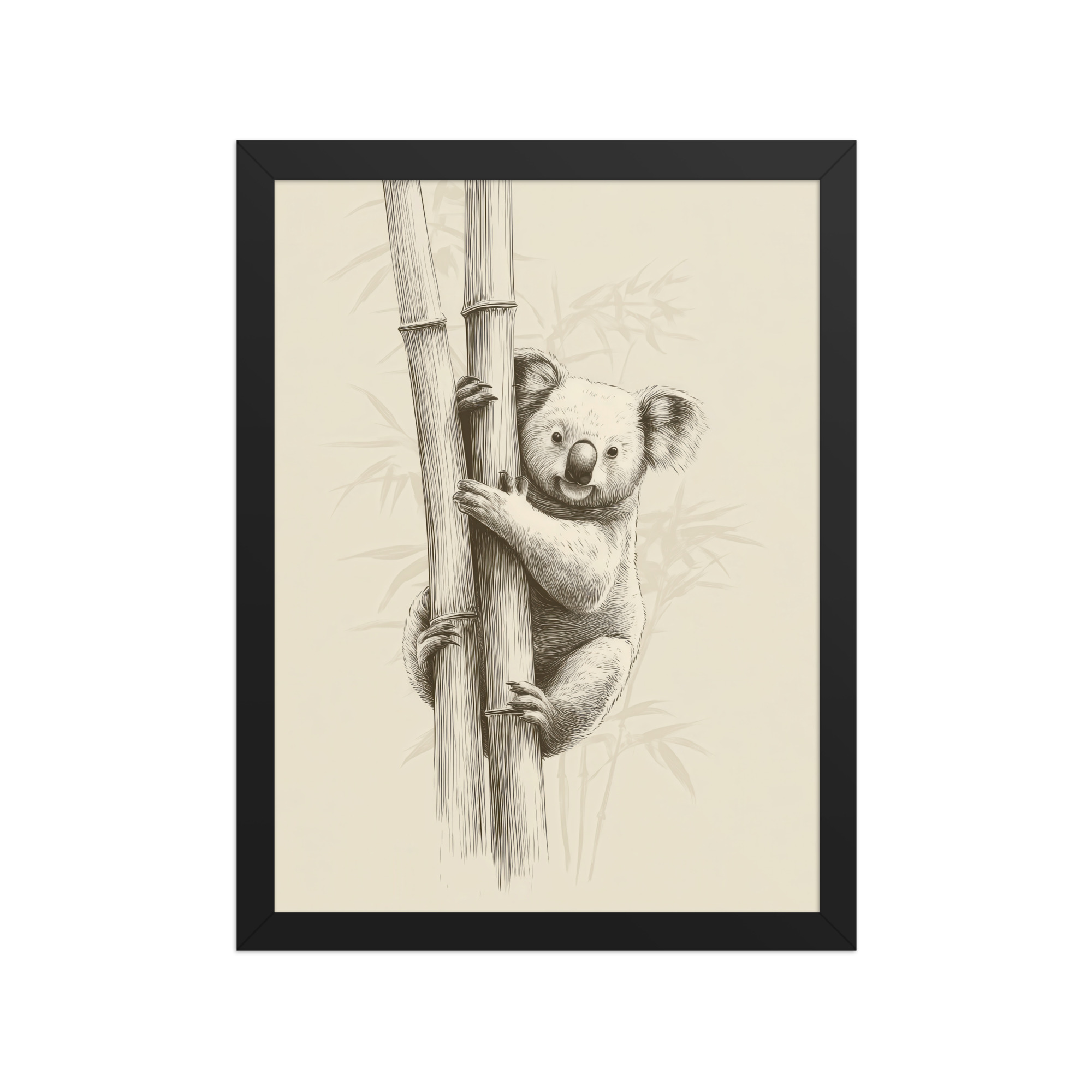 Koala Bamboo I — Koala Illustration in Warm Neutrals Wall Decor — Framed Poster - Image 4