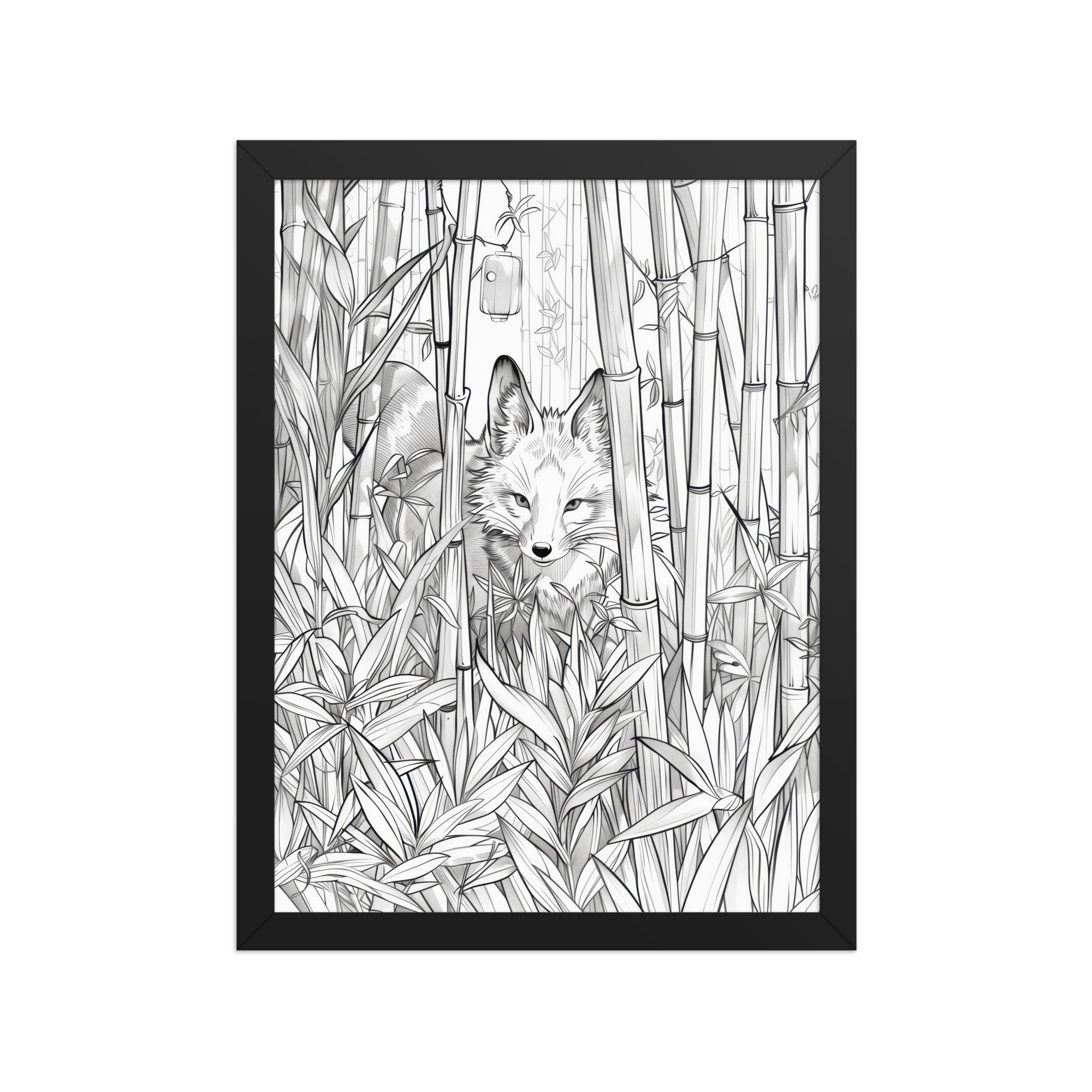 Fox Spirit in Bamboo Forest — Fox Among Bamboo Wall Decor — Framed Poster - Image 4