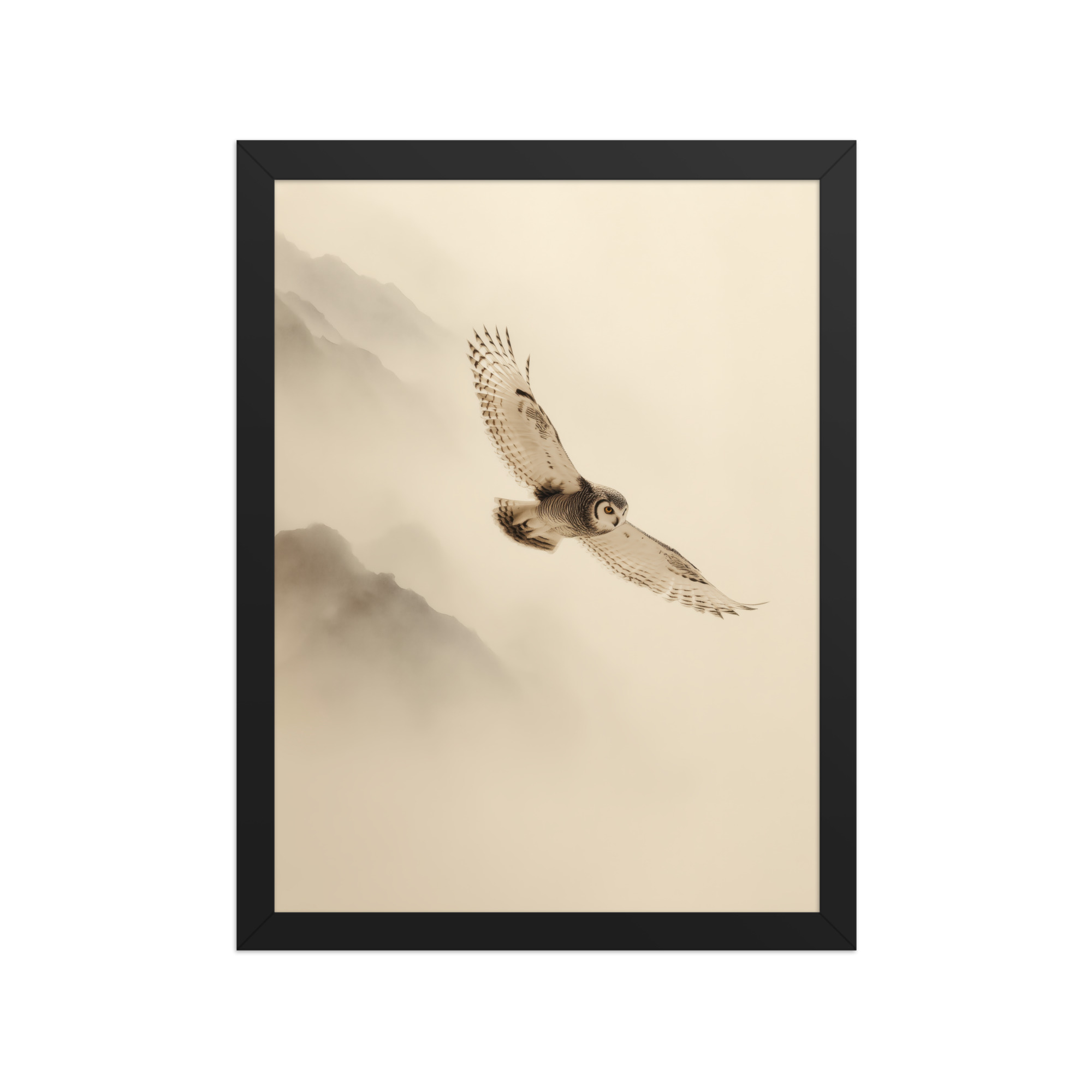 Flight Through Mist — Owl in Motion Wildlife Wall Art — Framed Poster - Image 3