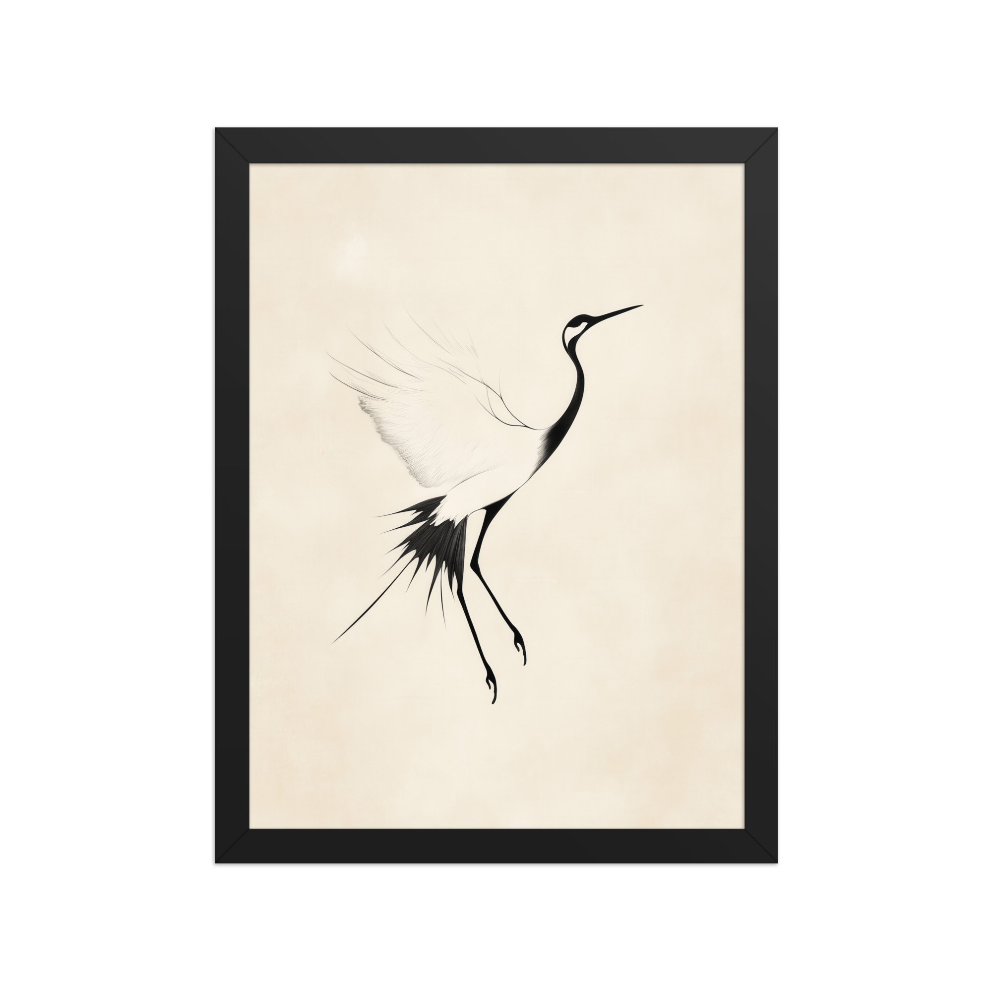 Crane of Still Winds — Red-Crowned Crane Minimal Ink Art — Framed Poster - Image 4