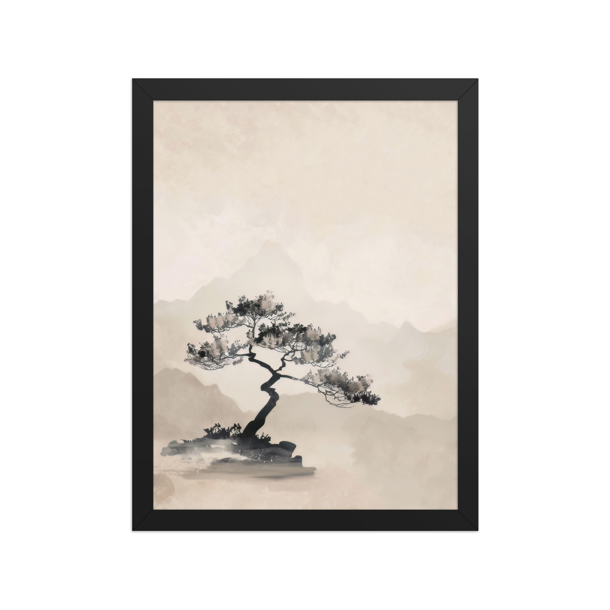 Bonsai Tree — Ink-Wash Landscape Wall Decor — Framed Poster - Image 3