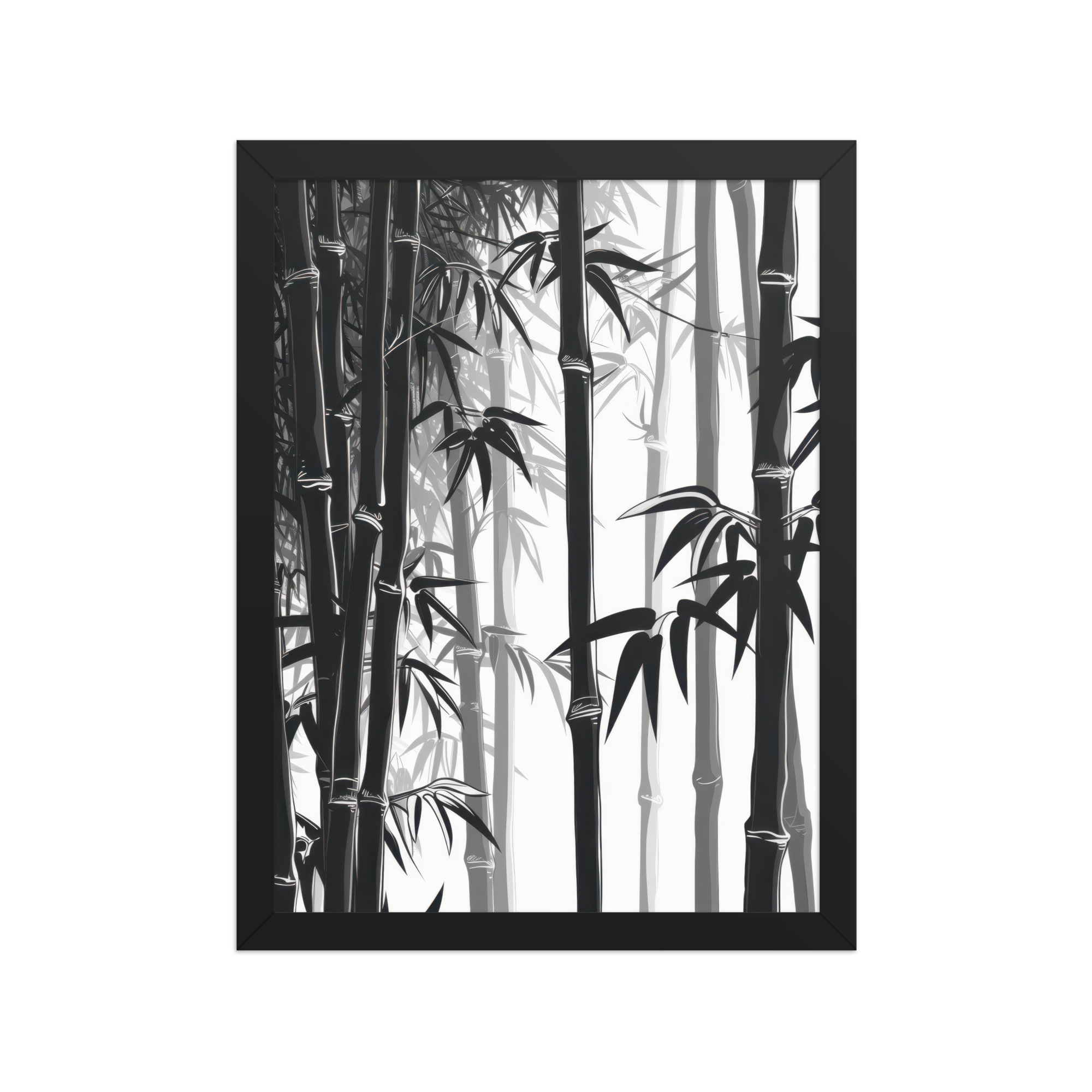 Bamboo Grove Silence — Monochrome Nature Wall Decor — Framed Poster - Image 3