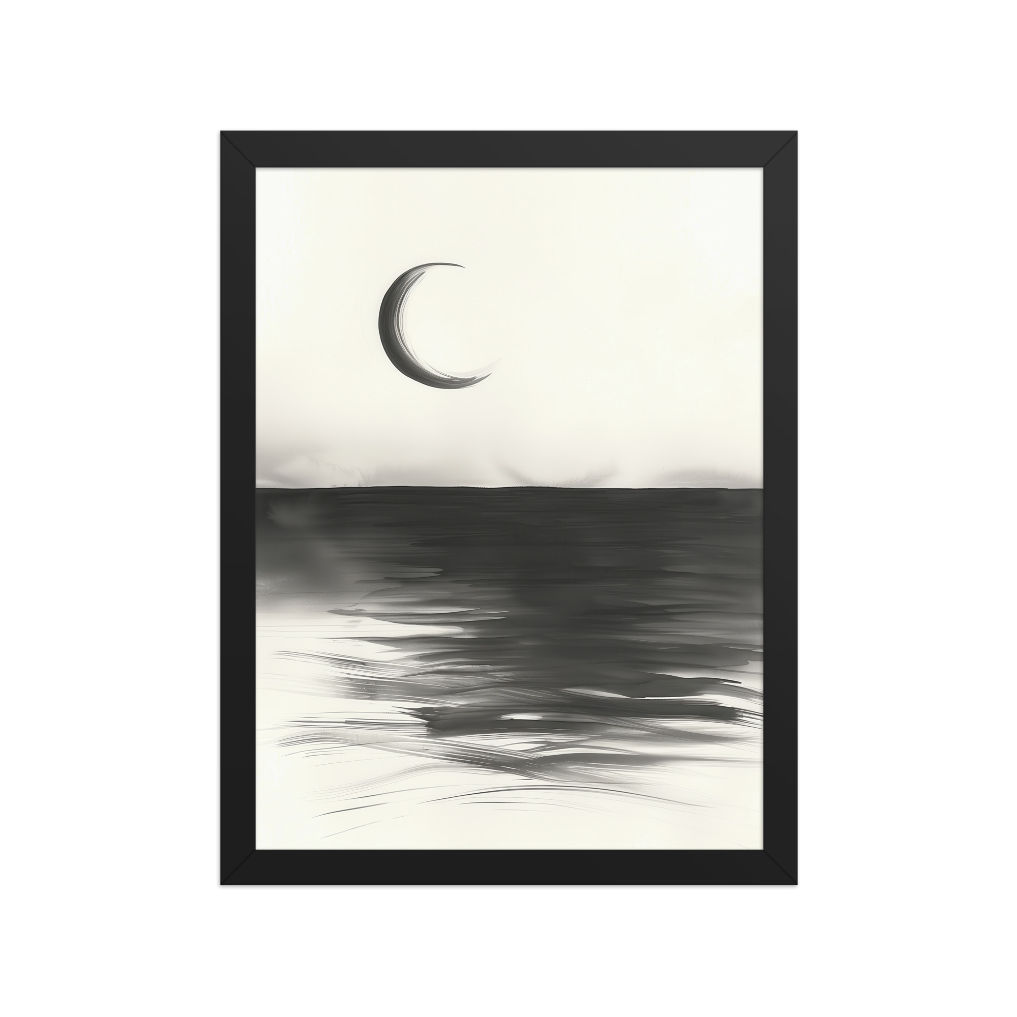 Crescent Reflections — Minimal Seascape Wall Decor — Framed Poster - Image 4