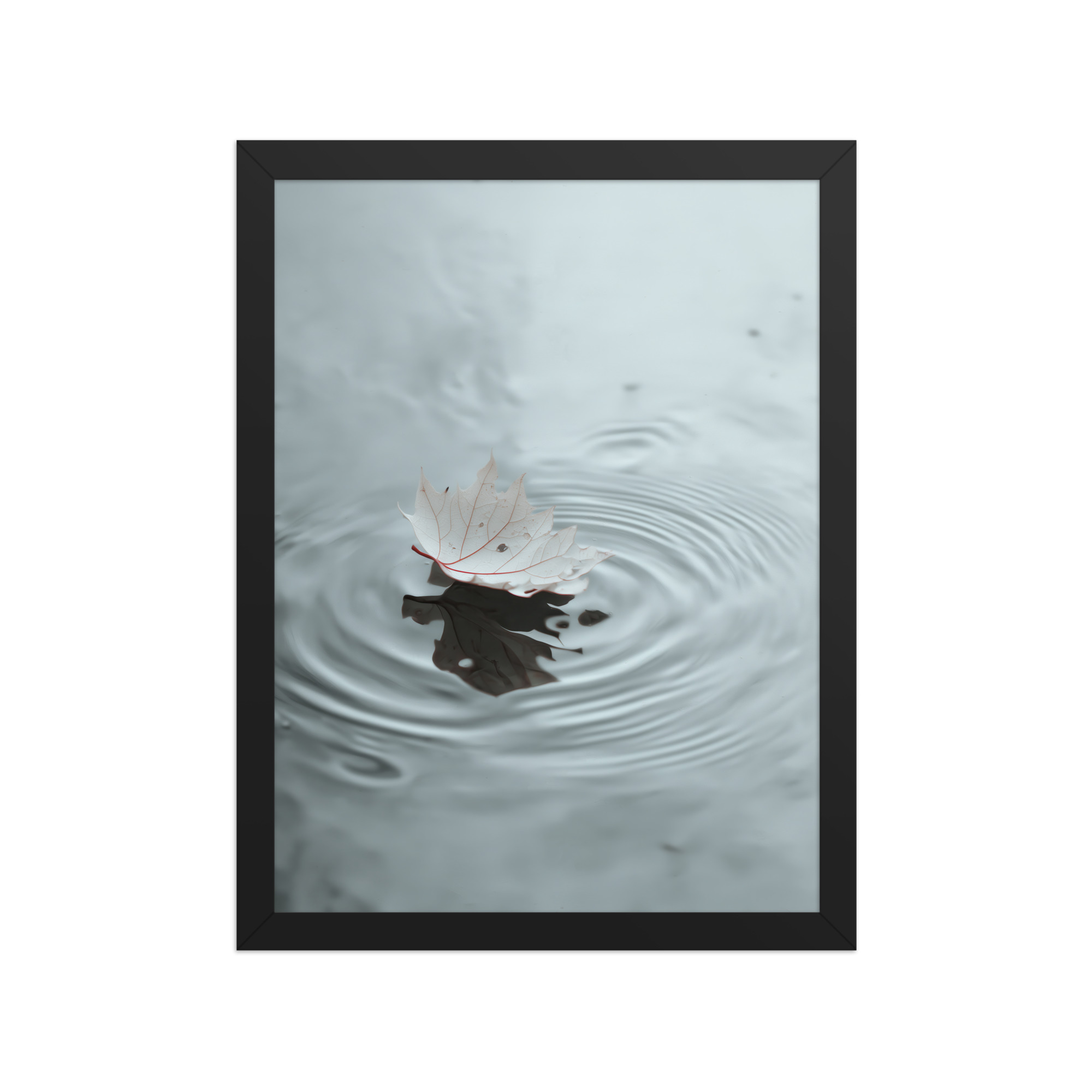 Floating Stillness — Leaf on Water Wall Decor — Framed Poster - Image 4