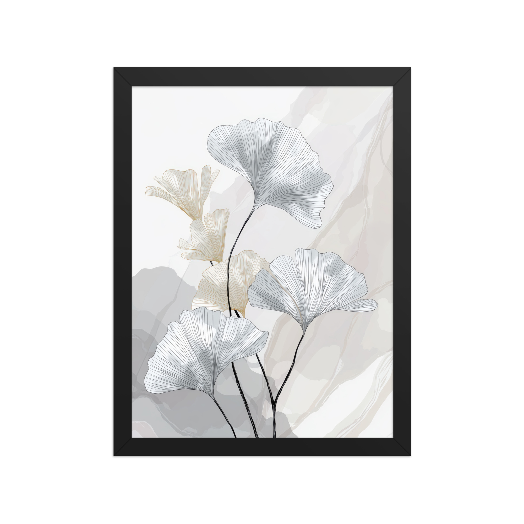Ginkgo Harmony (Pale Edition) — Line Art Botanical Wall Decor — Framed Poster - Image 4