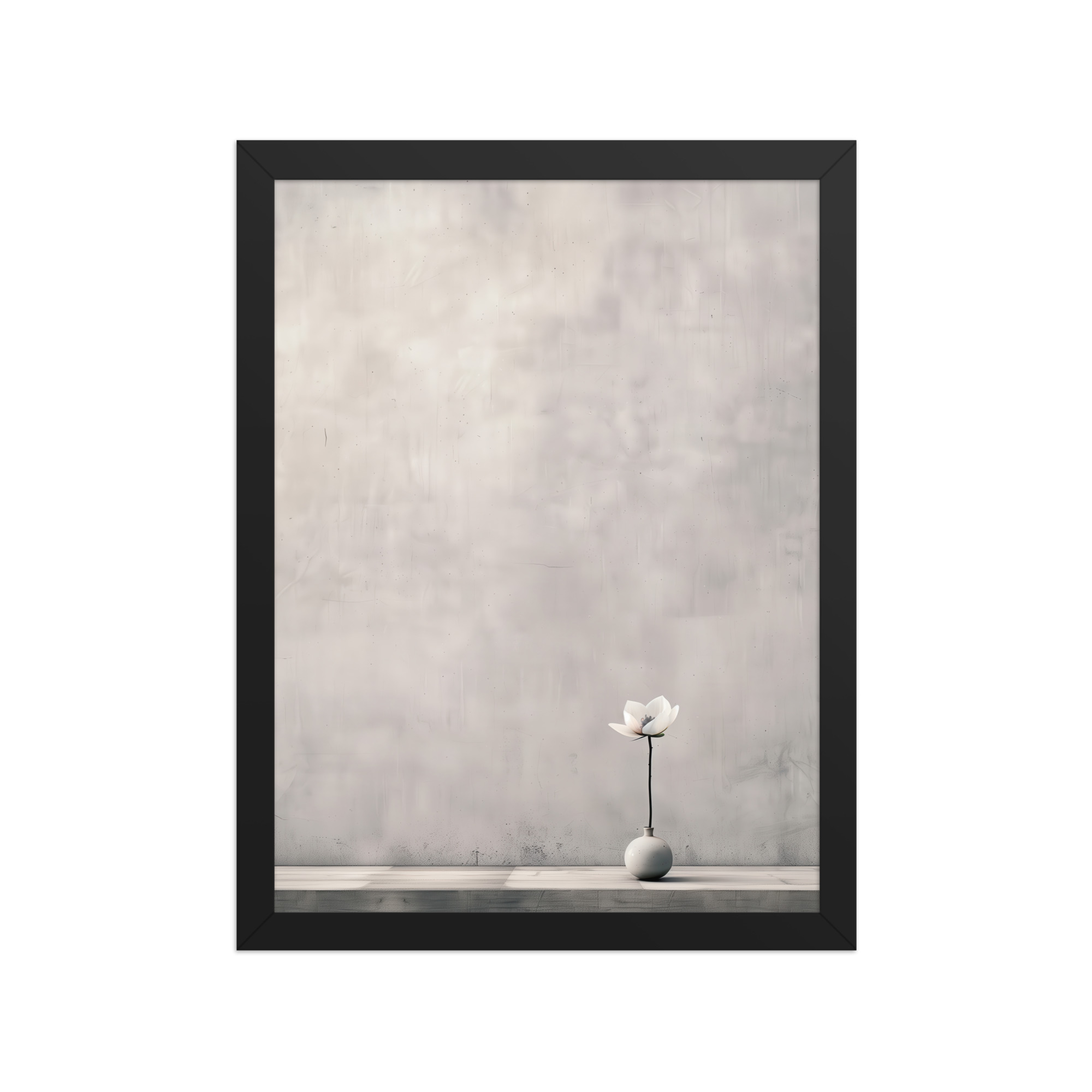 Lotus Minimalism — Single-Stem Vase Minimal Wall Decor — Framed Poster - Image 3