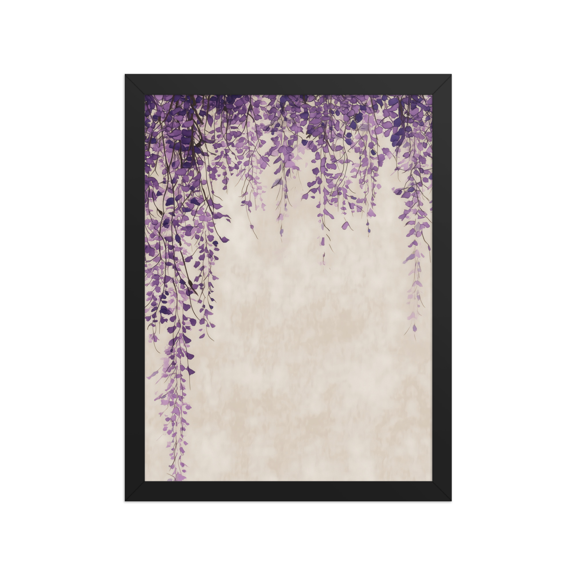 Wisteria Cascade — Japandi Hanging Floral Wall Decor — Framed Poster - Image 3